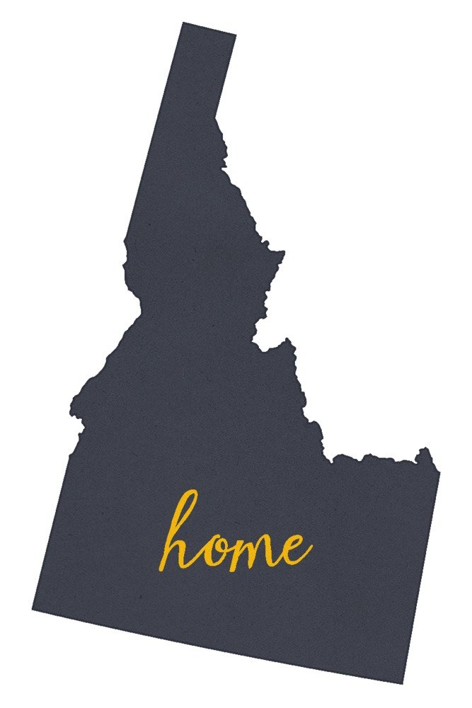 Idaho Home State Gray on White - 9x12 Wall Art Print for Home Decor, Office, Living Room & Bedroom - Perfect Gift for Travel Lovers & State Pride