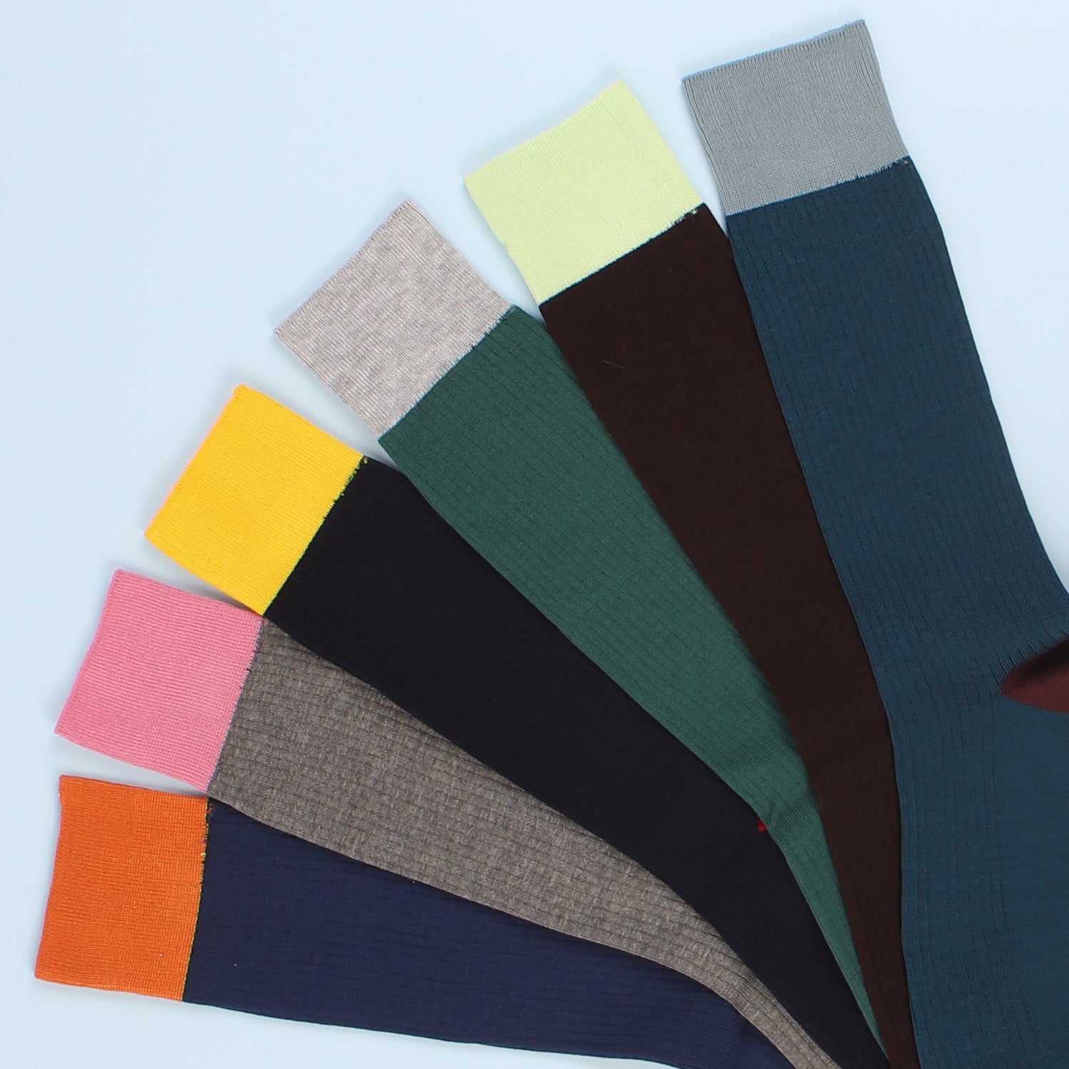 Premium Men's Mercerized Cotton Contrast Socks - Breathable & Durable Dress Socks for Business, Office & Formal Occasions