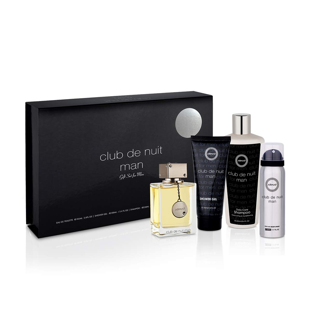 Armaf Club De Nuit Classic Men's Fragrance Gift Set - 105ML EDT Spray, 100ML Shower Gel, 250ML Shampoo & 50ML Body Spray | Perfect for Gifts, Travel & Daily Use