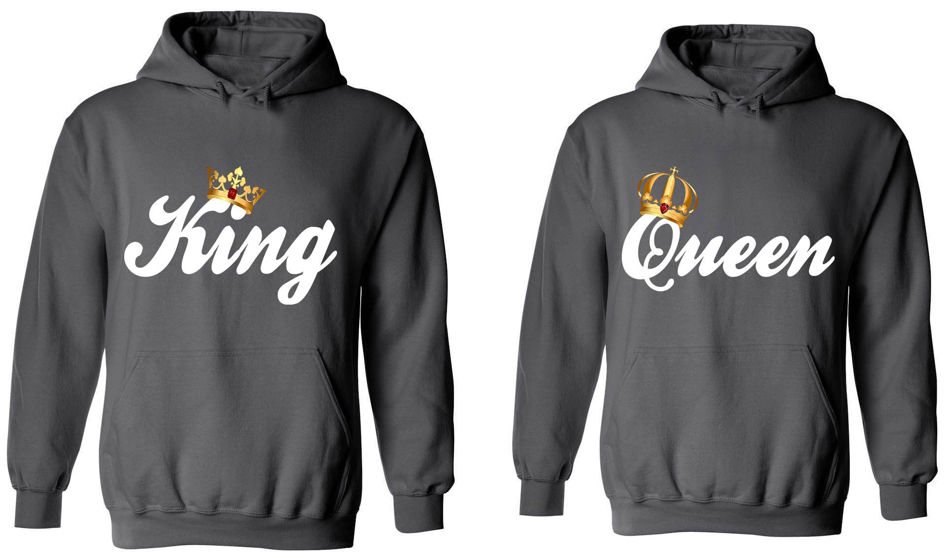King & Queen Matching Couple Hoodies - His & Her Sweatshirts for Valentine's Day, Anniversary Gifts & Cozy Date Nights