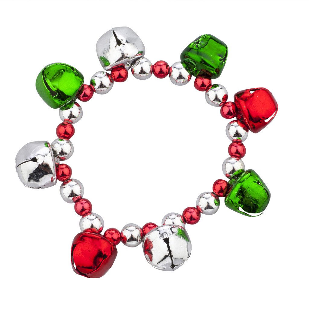 Silver Jingle Bell Bracelet Set - Christmas Holiday Accessories for Festive Parties