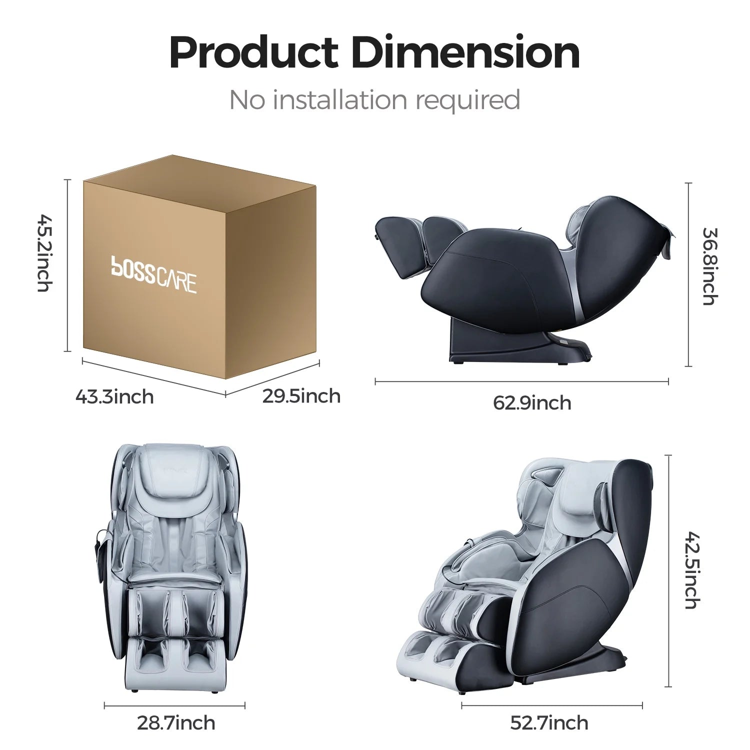 4D Full Body Massage Chair with SL-Track, Zero Gravity, Shiatsu, Bluetooth & Heating - Black | Perfect for Home, Office & Relaxation Therapy