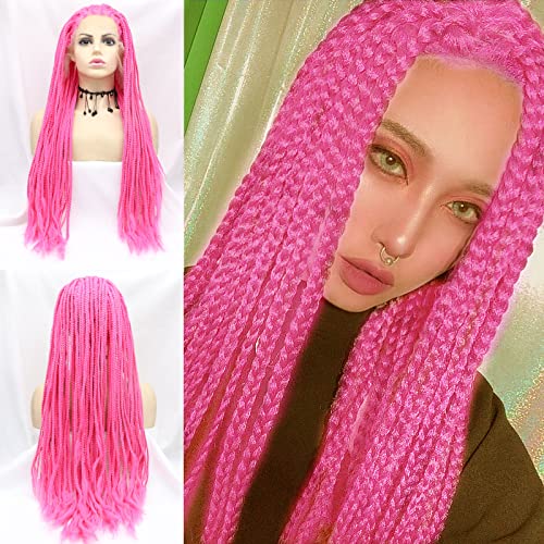 Pink Braided Lace Front Wigs