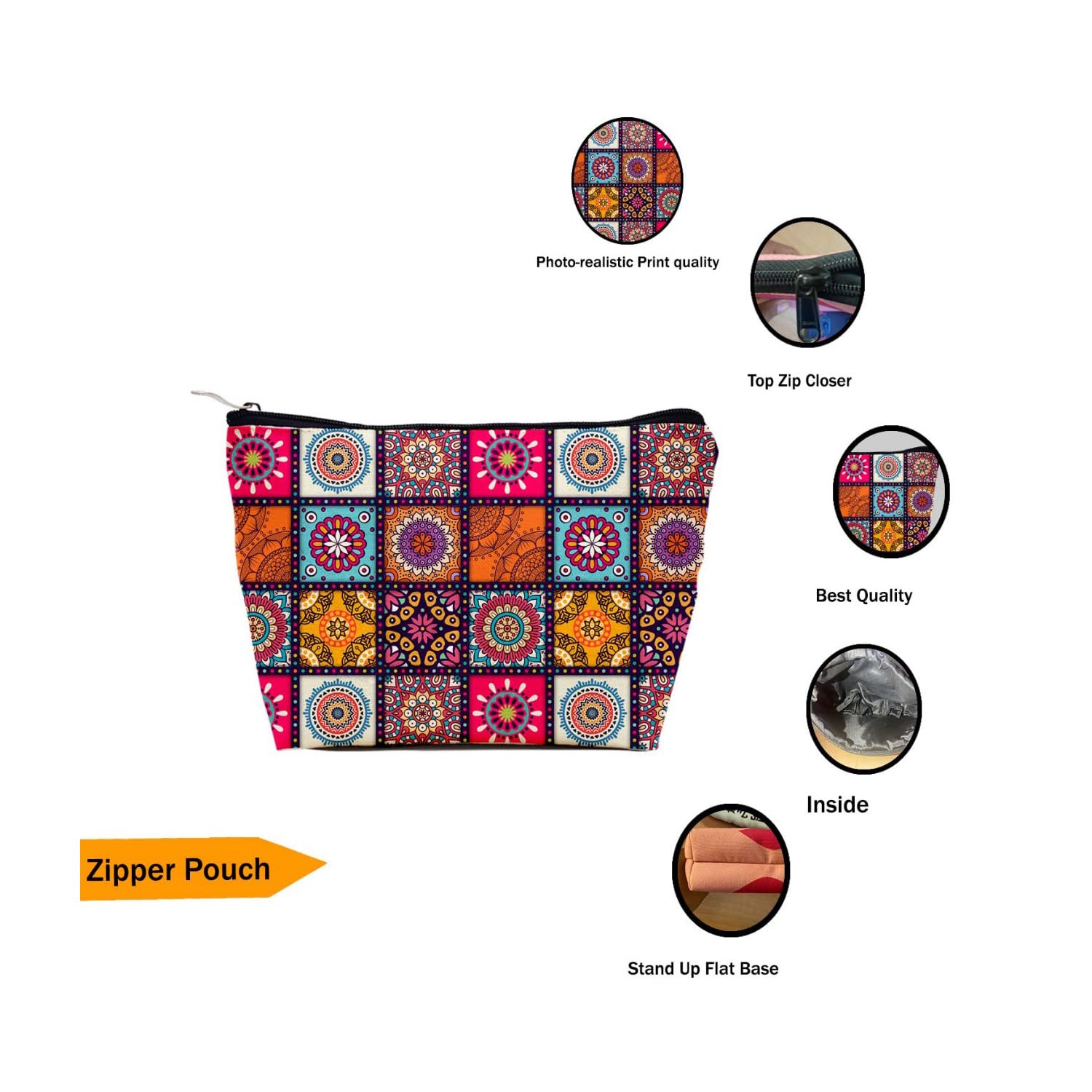 TheYaYaCafe 21cm Waterproof Cosmetic Bag for Women - Large Makeup Pouch Organizer, Travel Toiletry Bag with Multiple Pockets | Perfect for Travel, Gym, Beach & Daily Essentials Storage