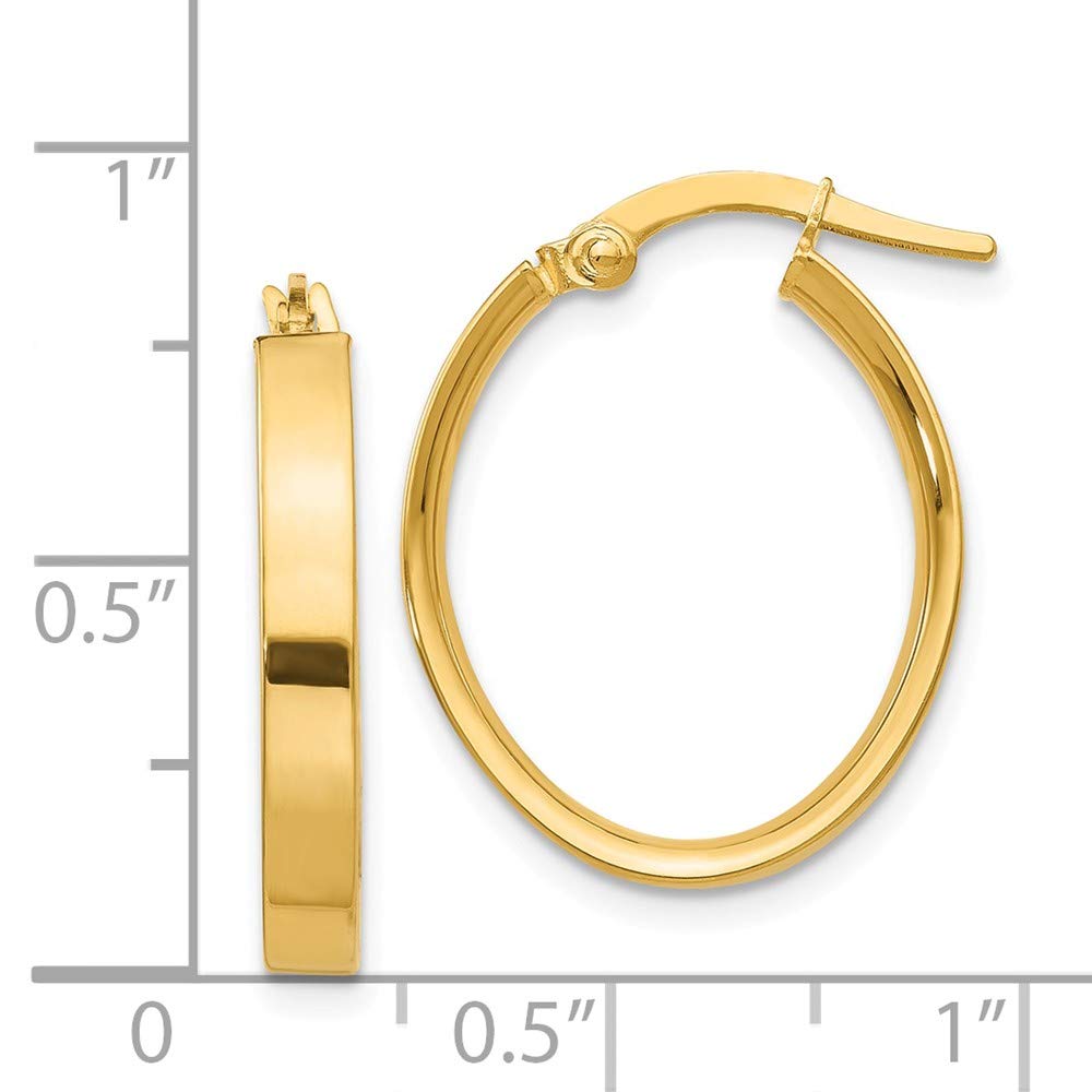 14k Yellow Gold Oval Tube Hoop Earrings - 14mm x 3mm Dainty Minimalist Earrings for Women, Perfect for Everyday Wear & Special Occasions