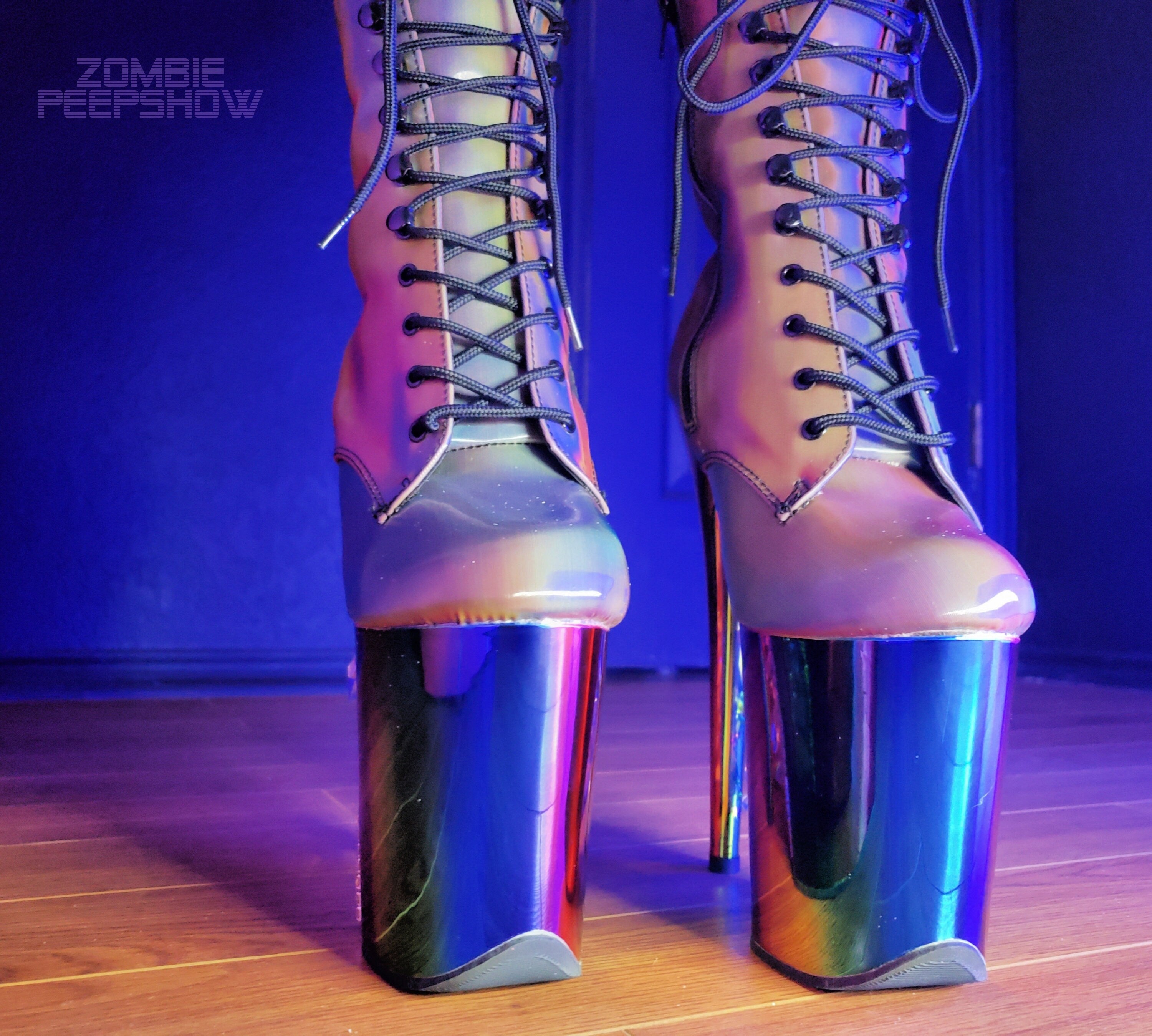 Rainbow Prism Boots for Women - Colorful Reflective Platform Boots with Chunky Heel | Perfect for Rave, Festival, Cosplay & Night Out Fashion