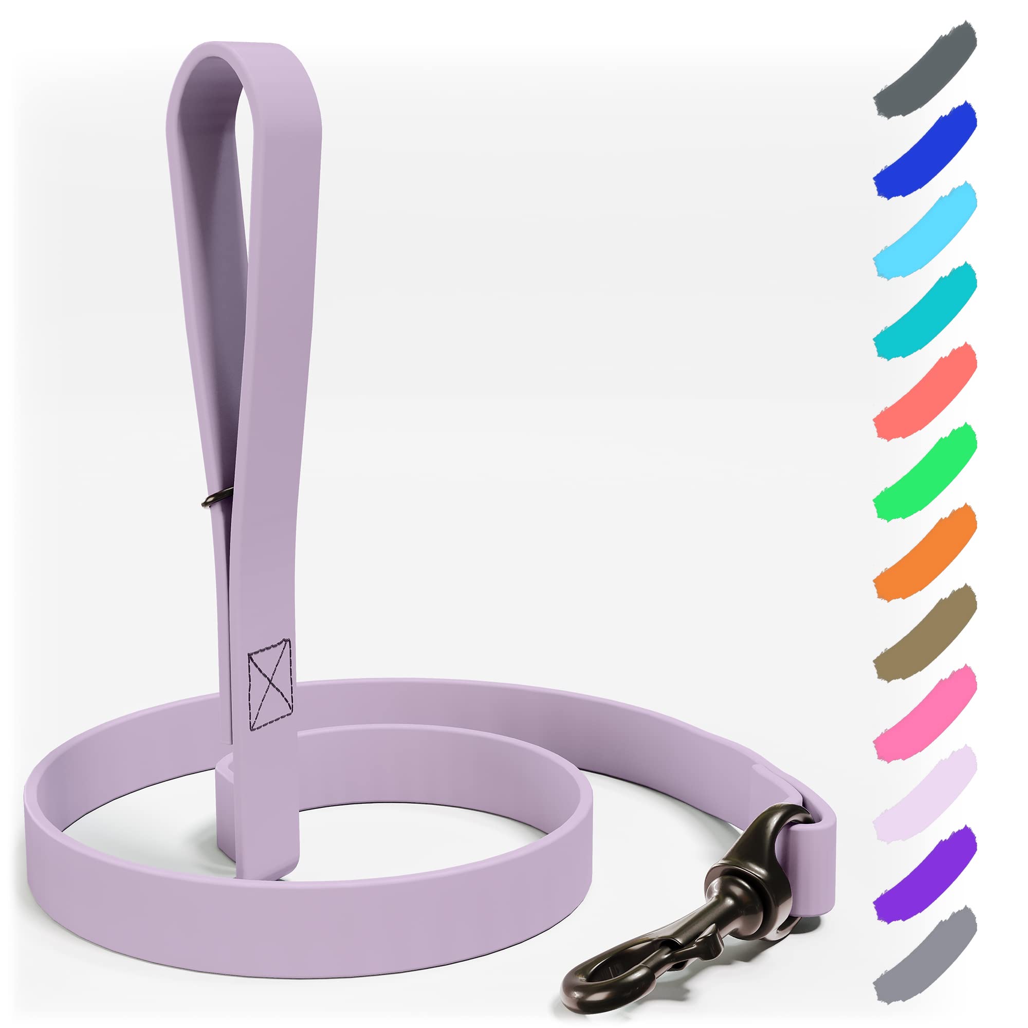 Biothane Heavy Duty Dog Leash - 6FT Waterproof Dog Lead for Large, Medium & Small Dogs - Made in USA with Brass Carabiner Clip (Lavender) - Perfect for Walking, Training & Outdoor Adventures