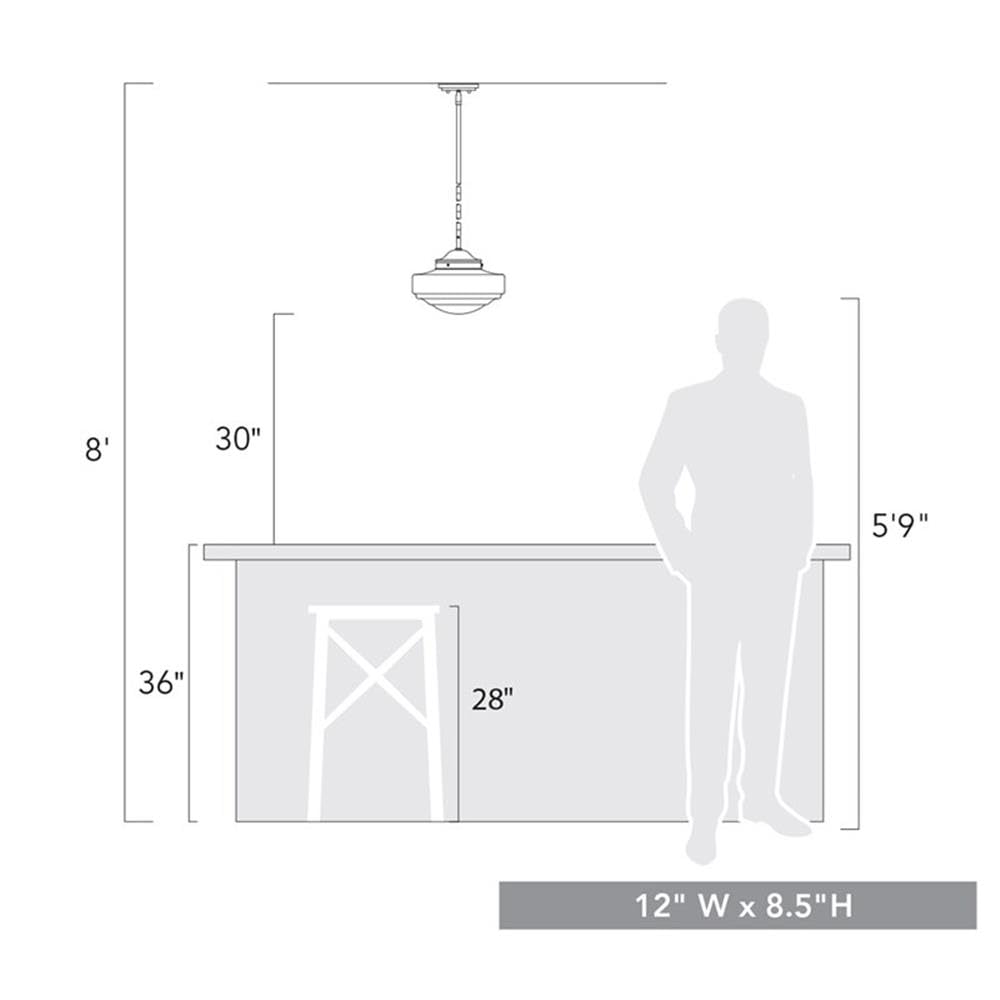 Golden Lighting Ingalls 1-Light Metal Medium Pendant in Clear/Matte Black - Modern Hanging Light Fixture for Kitchen Island, Dining Room, or Entryway Lighting