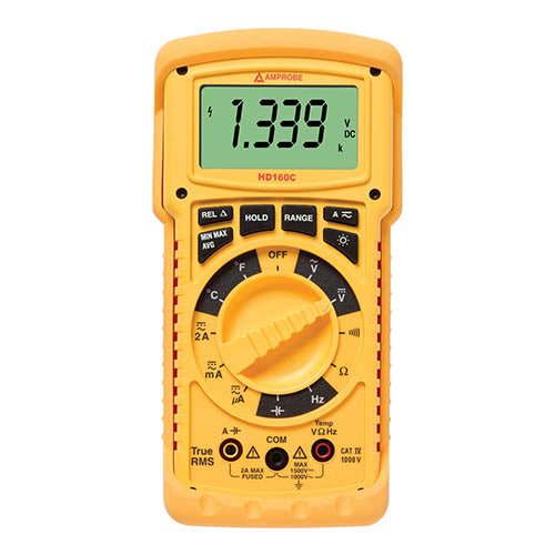 Amprobe HD160C Heavy Duty Digital Multimeter with True RMS - Professional Electrical Testing for HVAC, Automotive & Industrial Use