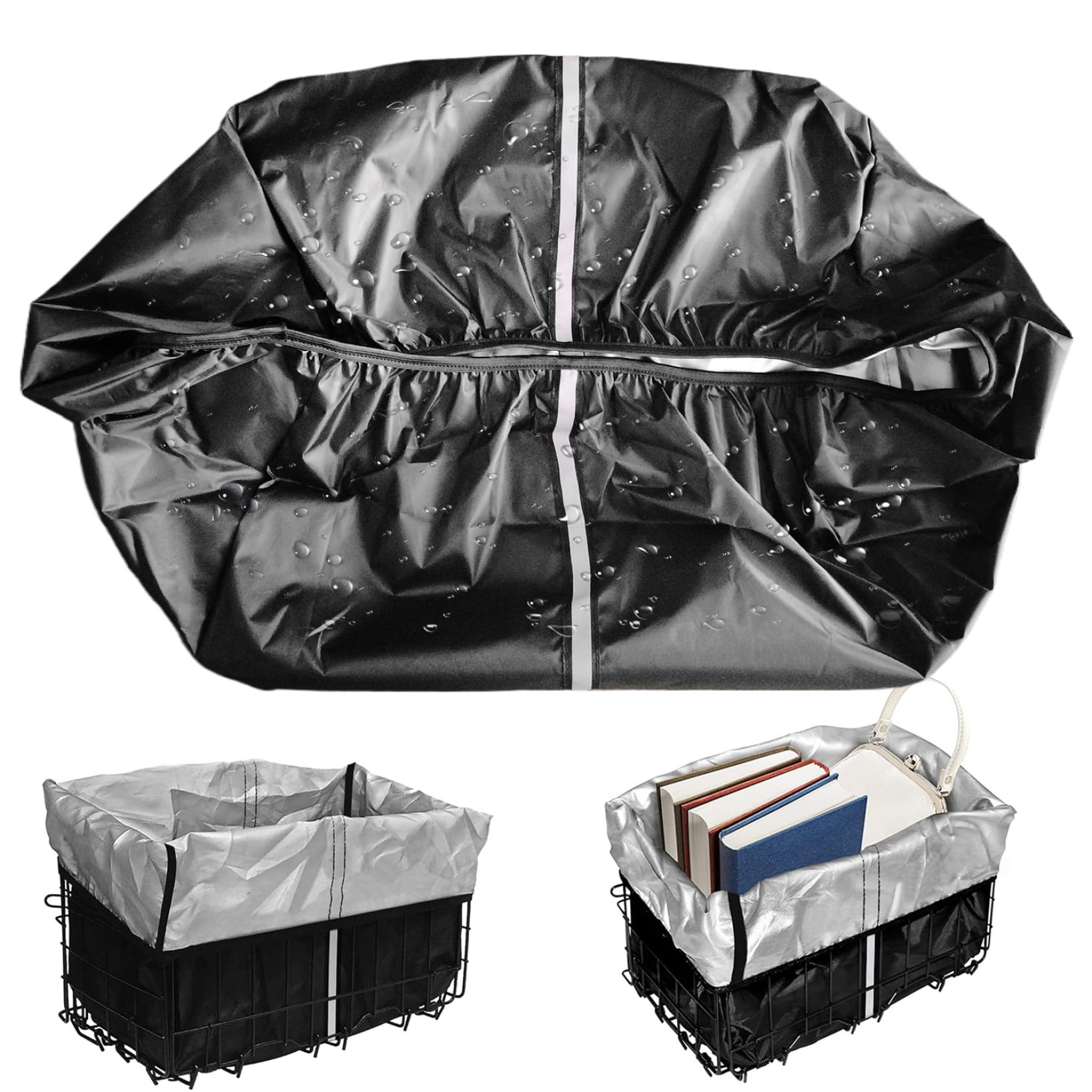 1PC Waterproof Front Bicycle Basket Cover - Black Rain Protection Liner for Wire Bike Baskets | Perfect for Commuting, Grocery Shopping & Outdoor Cycling Accessories