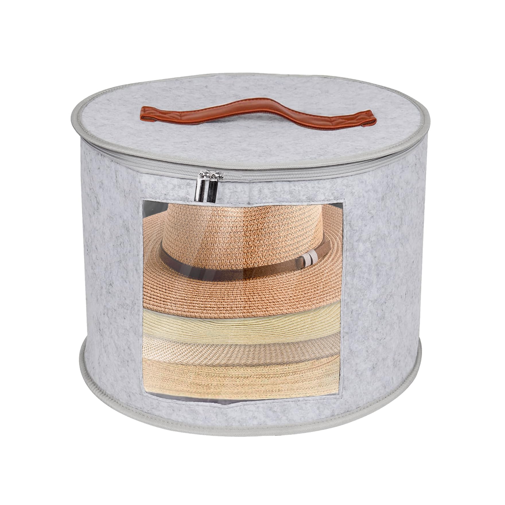 Premium Large Felt Hat Storage Box with Dust-Proof Lid - Foldable Travel Hat Organizer for Women, Cowboy Hats & Accessories (Light Grey) | Ideal for Home, Travel & Closet Organization