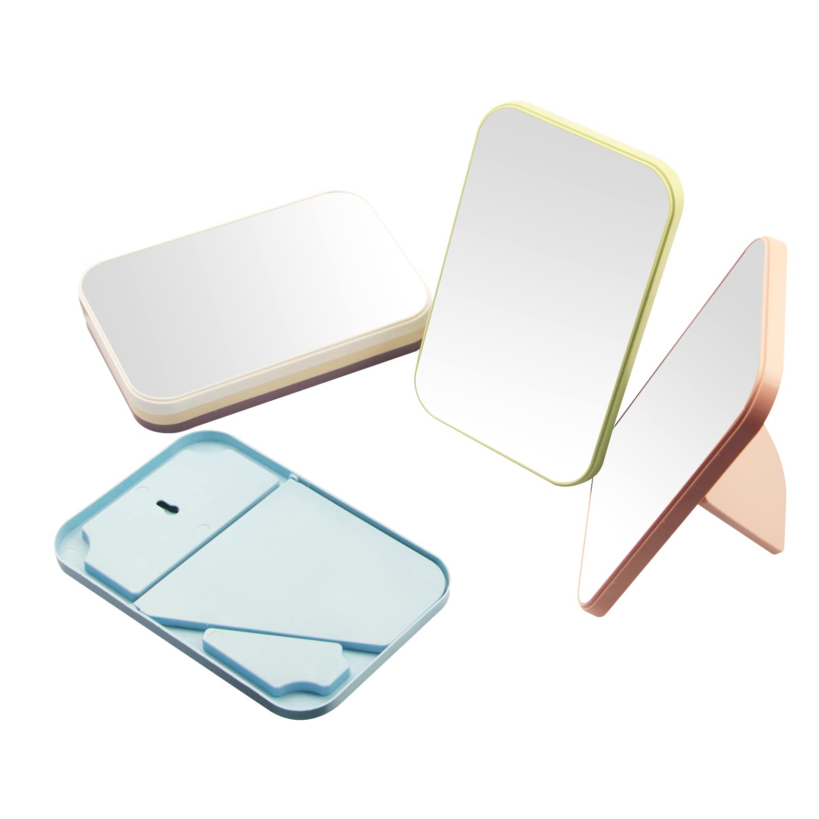 Agabani Foldable Desktop Makeup Mirror - Portable Square Vanity Mirror with Stand for Women | Perfect for Home, Travel & Dorm Room (Blue)