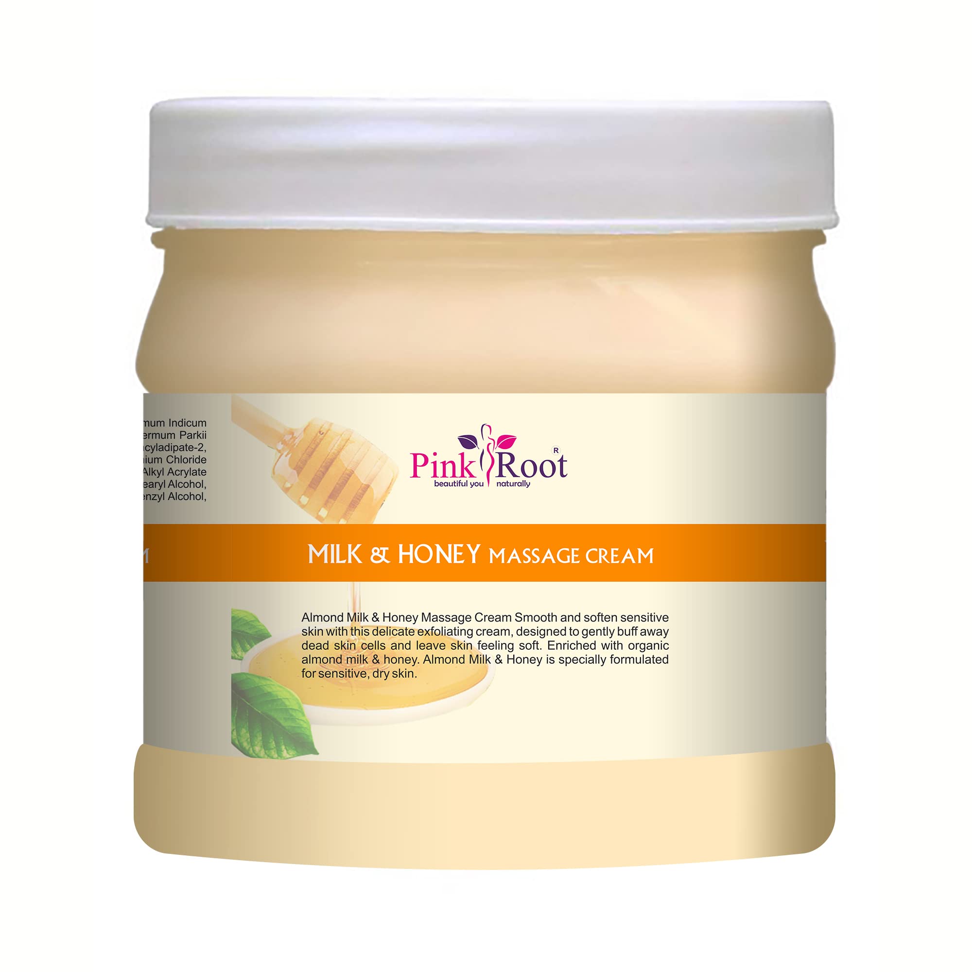Pink Root Milk & Honey Massage Cream 500ml - Hydrating & Nourishing Body Lotion for Dry Skin - Perfect for Spa, Massage & Relaxation at Home
