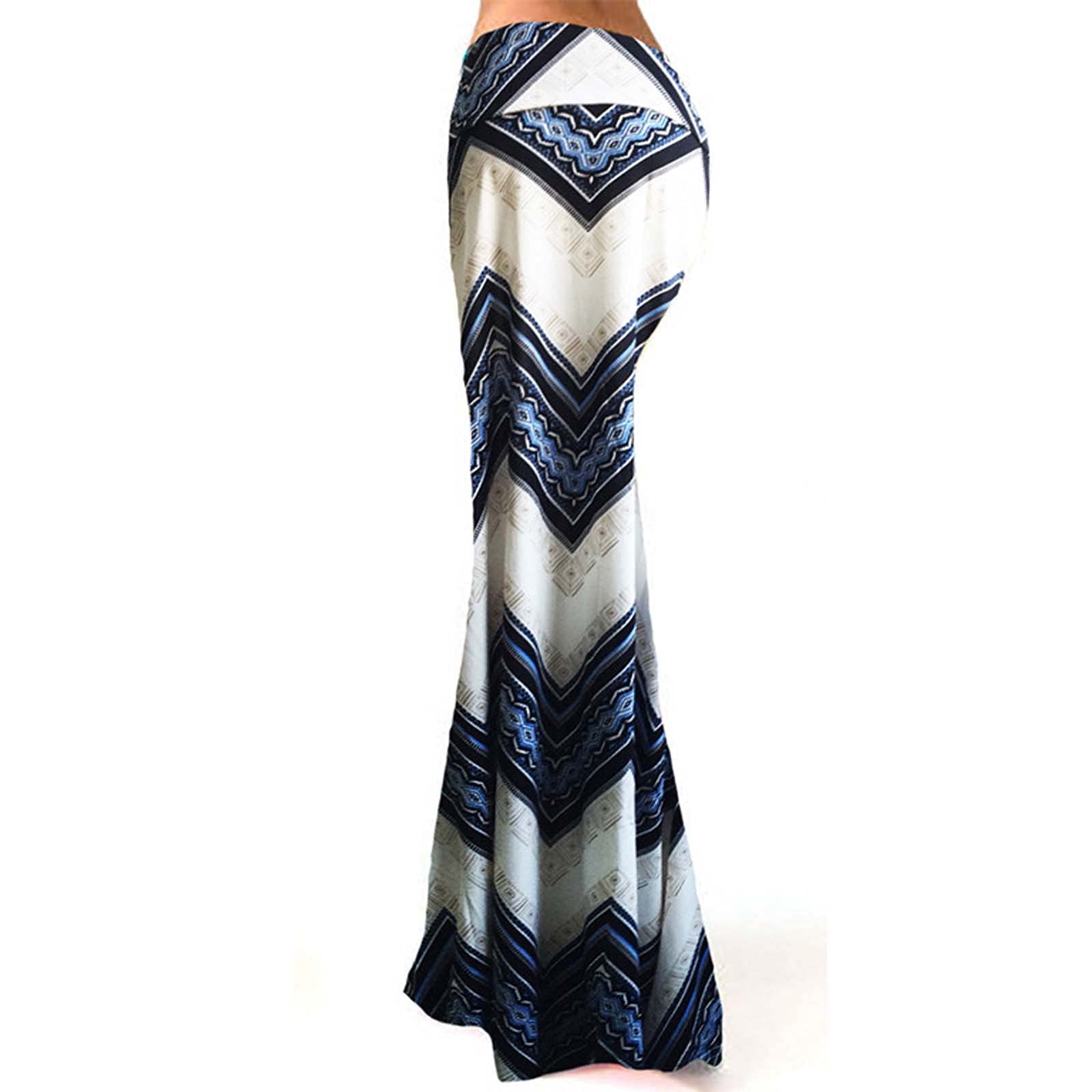 SERYU Women's Printed Slim High Waist Maxi Skirt - Stretchy Wrap Design, Hip Hem, Mid-Length Flowy Skirt for Casual Wear, Summer Outfits & Beach Vacations