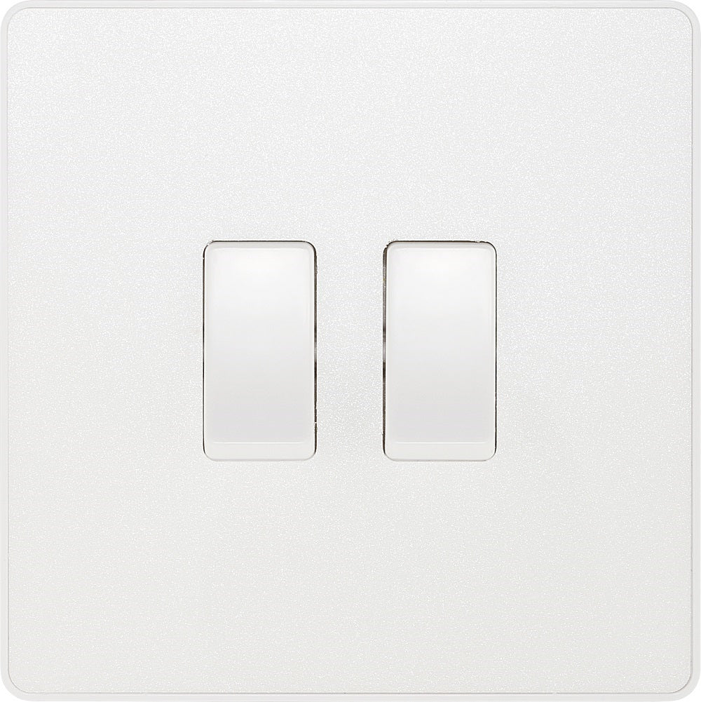 BG Evolve Pearl White 2W & Intermediate Light Switch PCDCL2WINTW - Modern Wall Switch for Home & Office Lighting Control