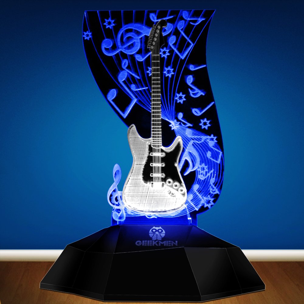 3D LED Music Note Table Lamp - Touch Switch Illusion Optical Night Light for Guitarists | Unique Gift for Music Lovers, Bedroom & Studio Decor