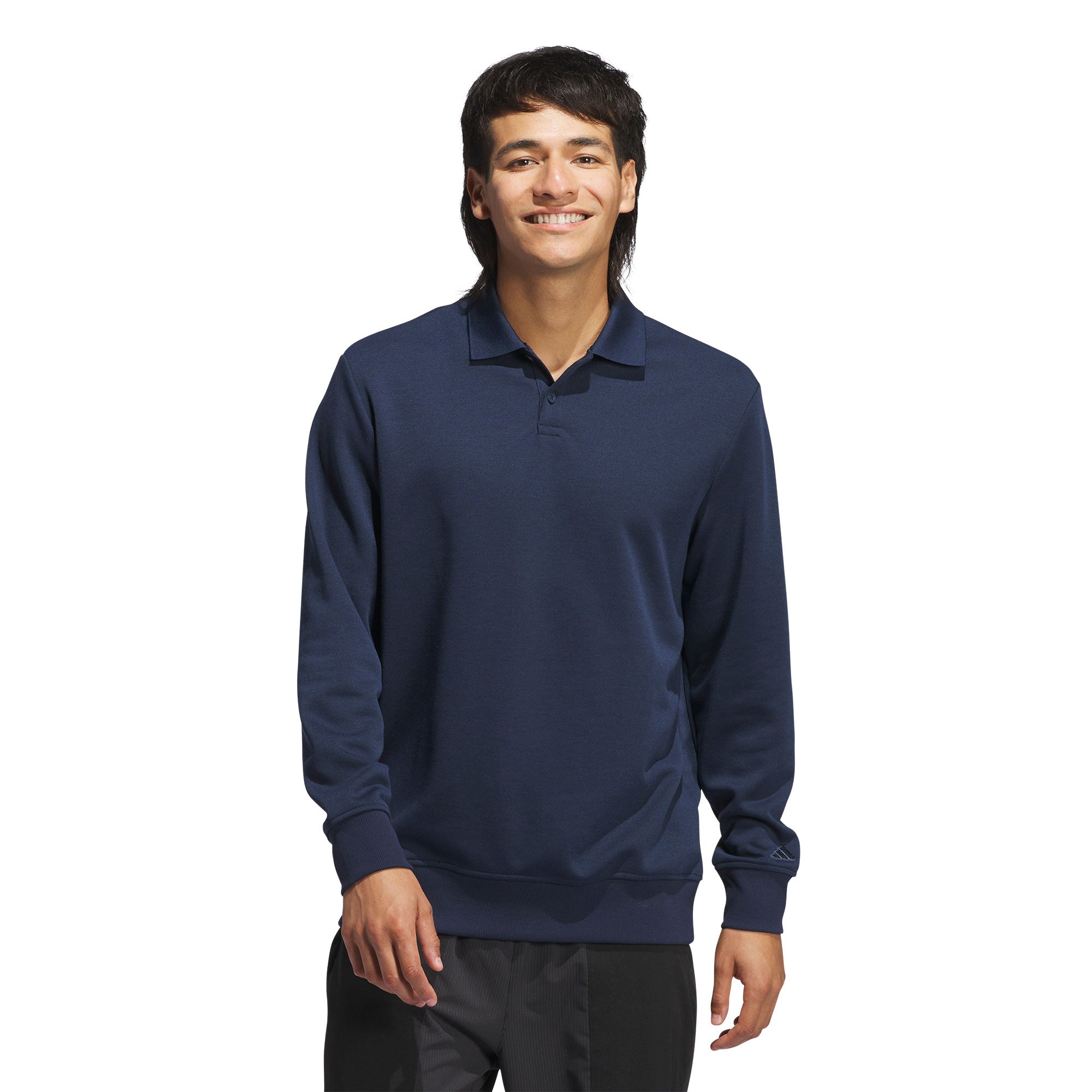 Adidas Men's Go-To Long Sleeve Golf Polo Shirt - Moisture Wicking & UV Protection for Comfortable Golfing & Outdoor Sports