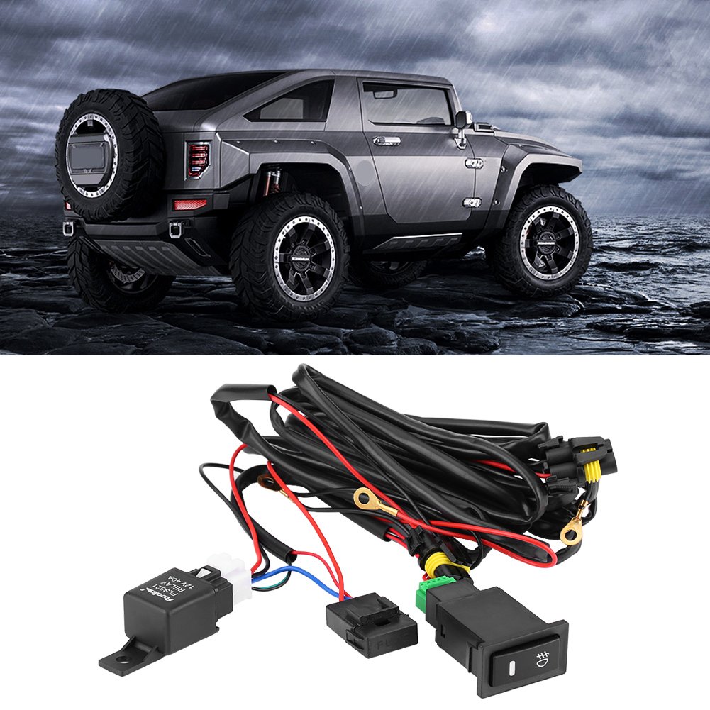 12V Universal Car LED Fog Light On/Off Switch Wiring Harness Fuse Relay Kit - Easy Installation for Off-Road, Truck & SUV Lighting Upgrades