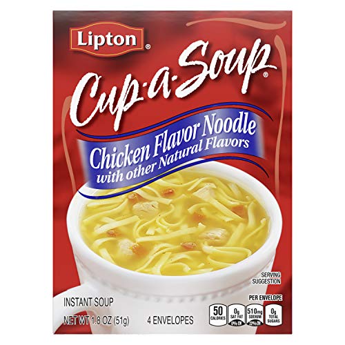 Lipton Cup-a-Soup Instant Chicken Noodle Soup - 1.8 oz Pack (4 Servings) | Made with Real Chicken Broth | Quick & Easy Meal for Office, Camping or Cold Weather Comfort