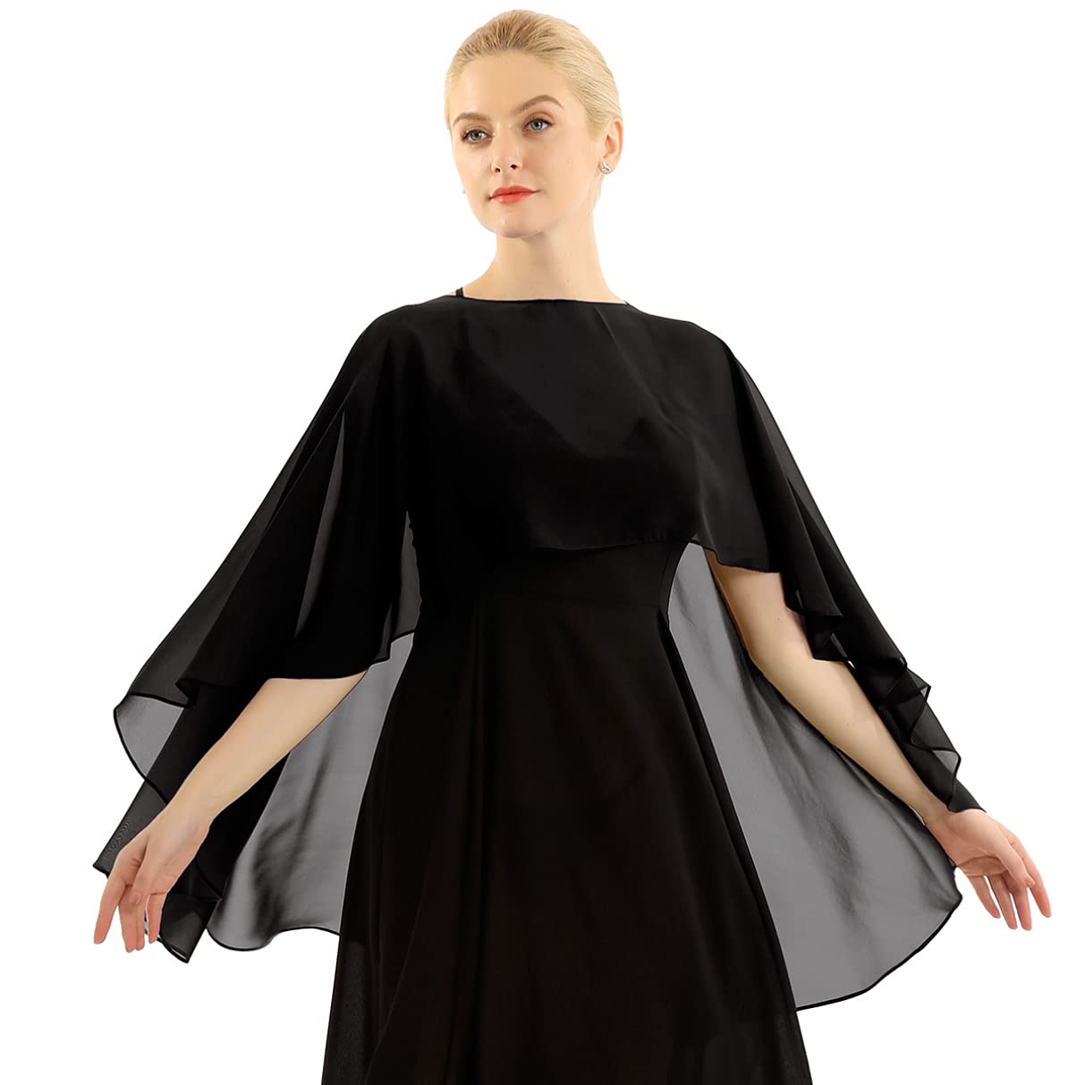 Elegant Women's Chiffon High-Low Shawl Wrap - Evening Party Cape Shrug for Weddings, Prom & Special Occasions | Lightweight Cover-Up for Dresses & Formal Wear