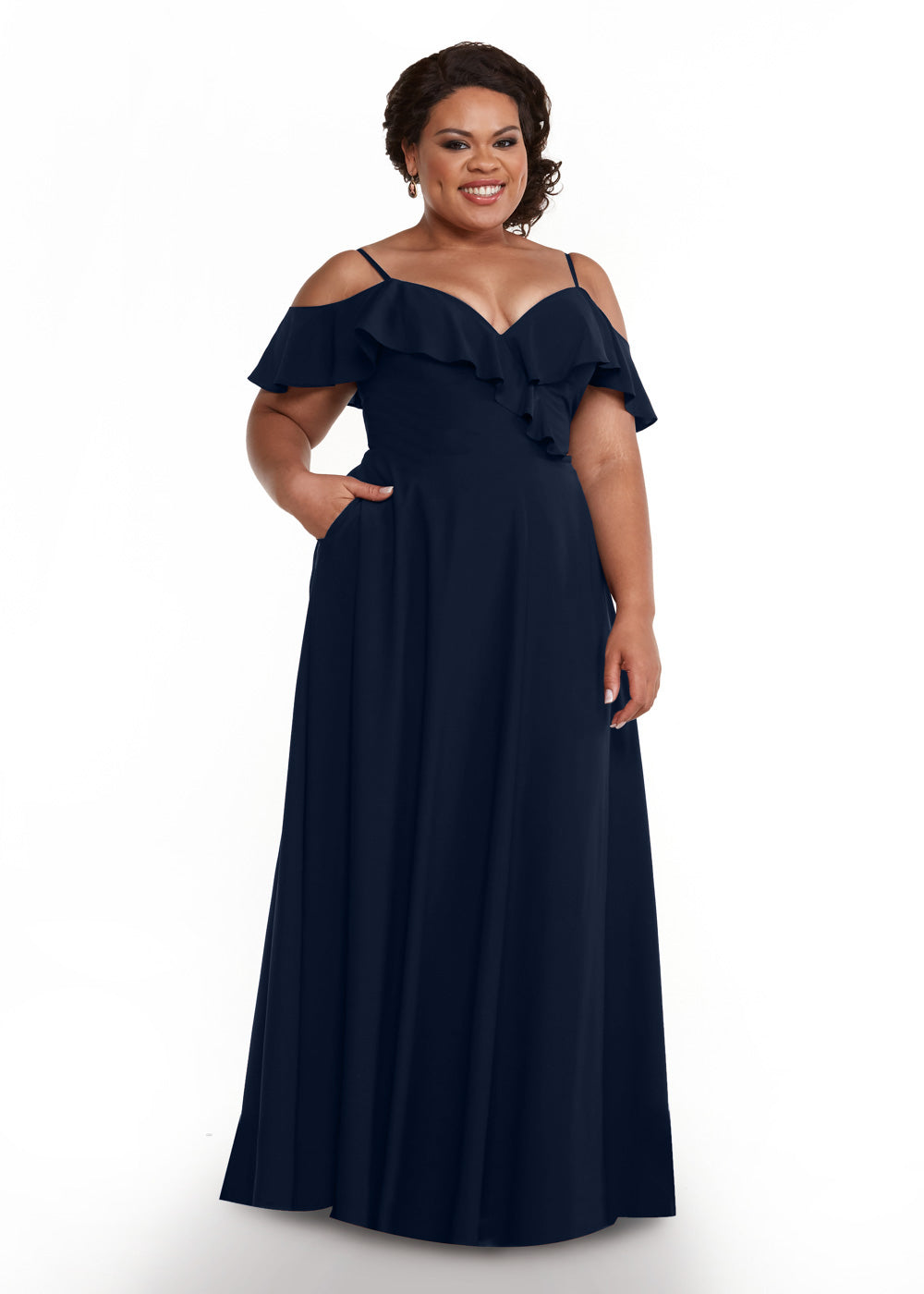 Elegant Off Shoulder Ruffled Chiffon Bridesmaid Dress - A-Line Flowy Design for Weddings, Parties & Special Occasions