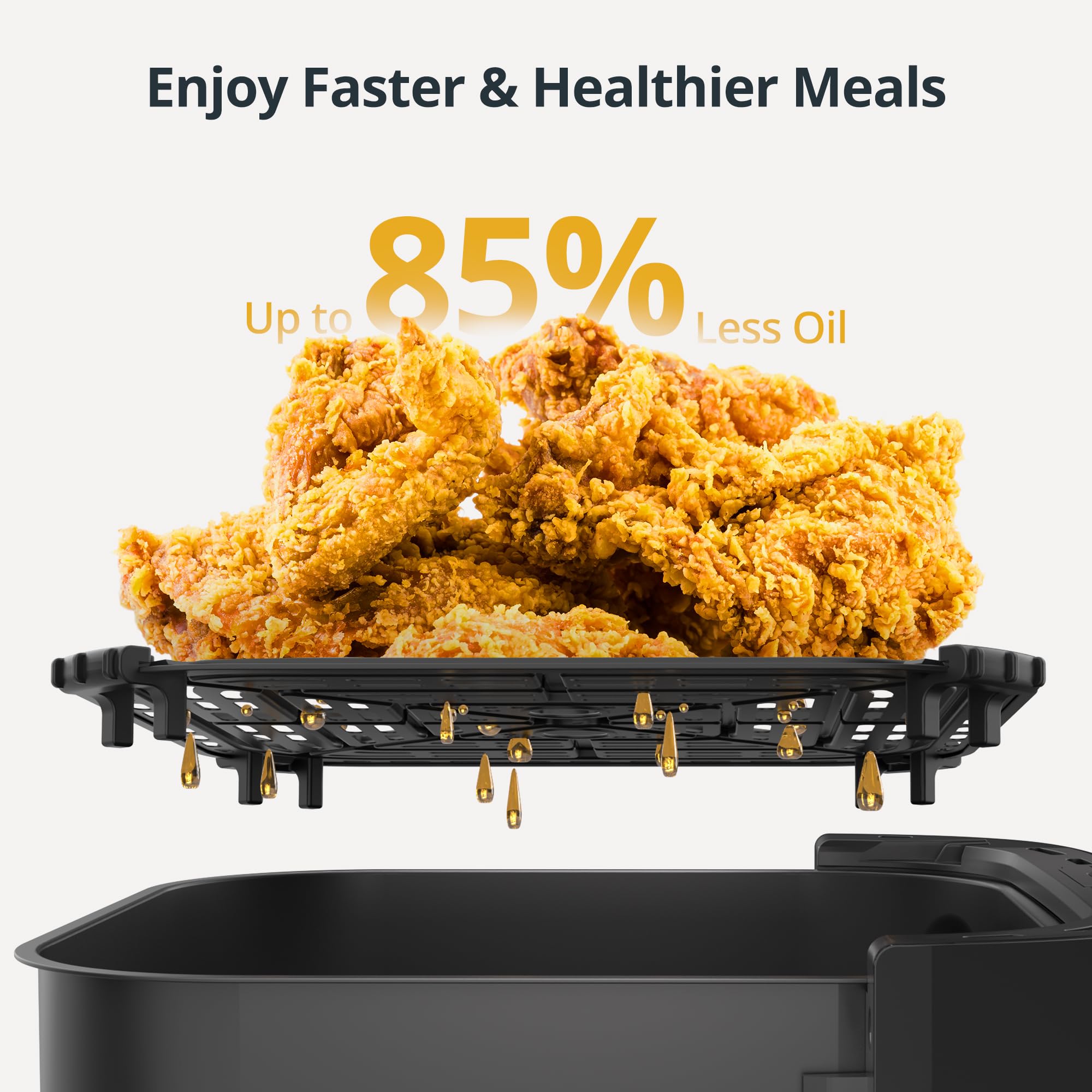 5.3Qt Air Fryer with 8 Cooking Functions - Large Capacity Compact Air Fryer for Quick & Healthy Meals - Digital Touch Screen, Rapid Air Circulation Technology - Dishwasher Safe & Nonstick Basket - Perfect for Family Cooking, Meal Prep & Snacks - Model AF501 in Black