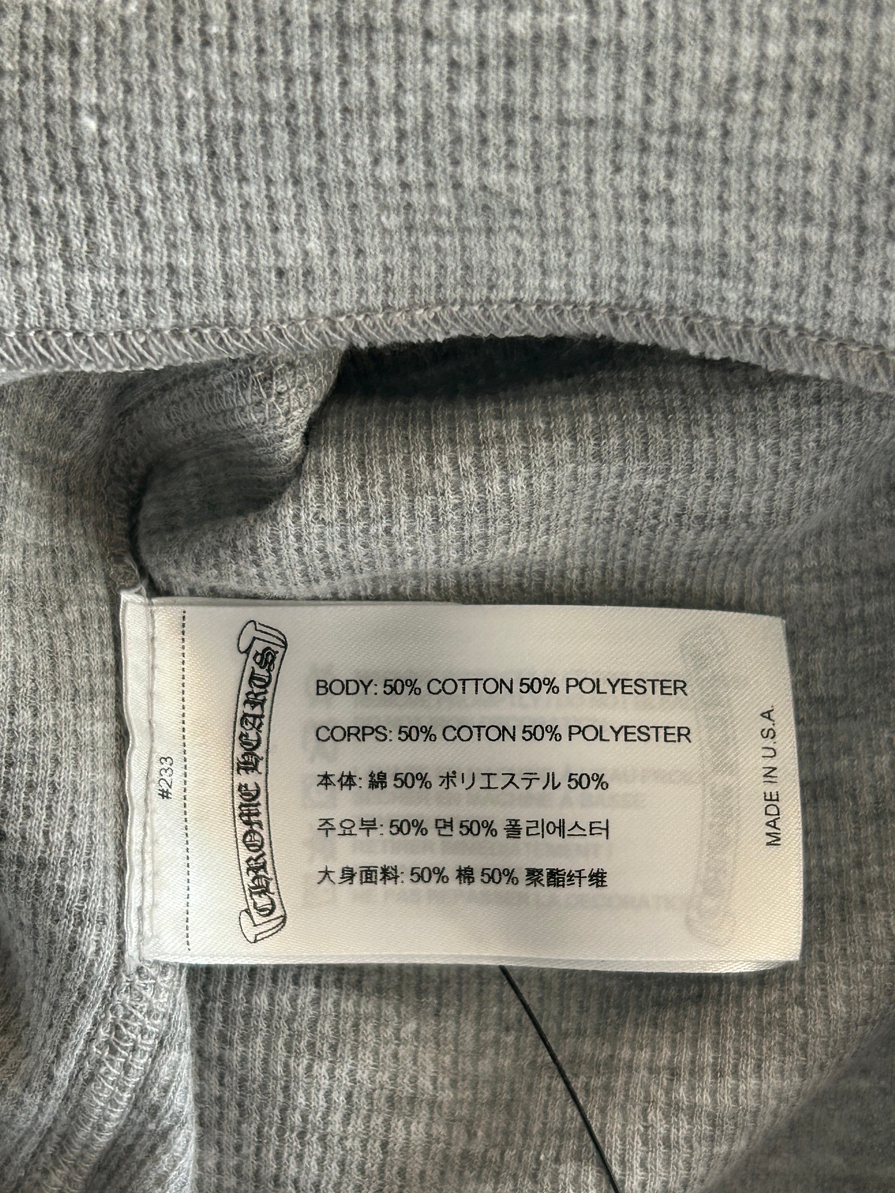 Chrome Hearts Grey & Black Thermal Long Sleeve T-Shirt for Men - Warm Winter Base Layer & Stylish Casual Outfit