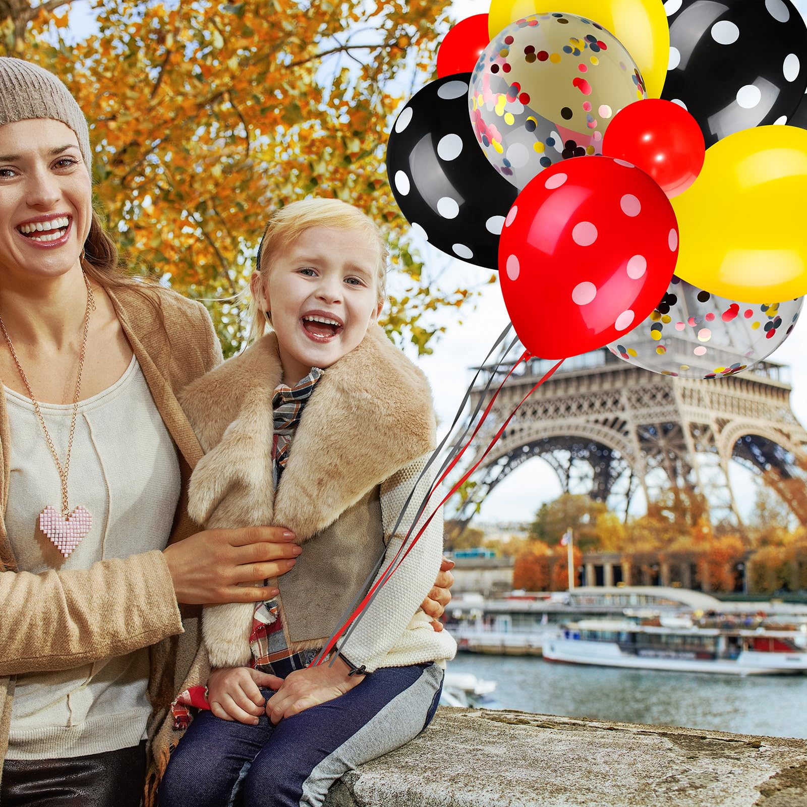 75-Piece Mouse Confetti Balloons - Red, Black & Yellow Polka Dot Latex Balloons for Halloween, Baby Shower, Wedding & Birthday Party Decorations - Perfect for Party Garlands, Ceiling Decor & Photo Backdrops