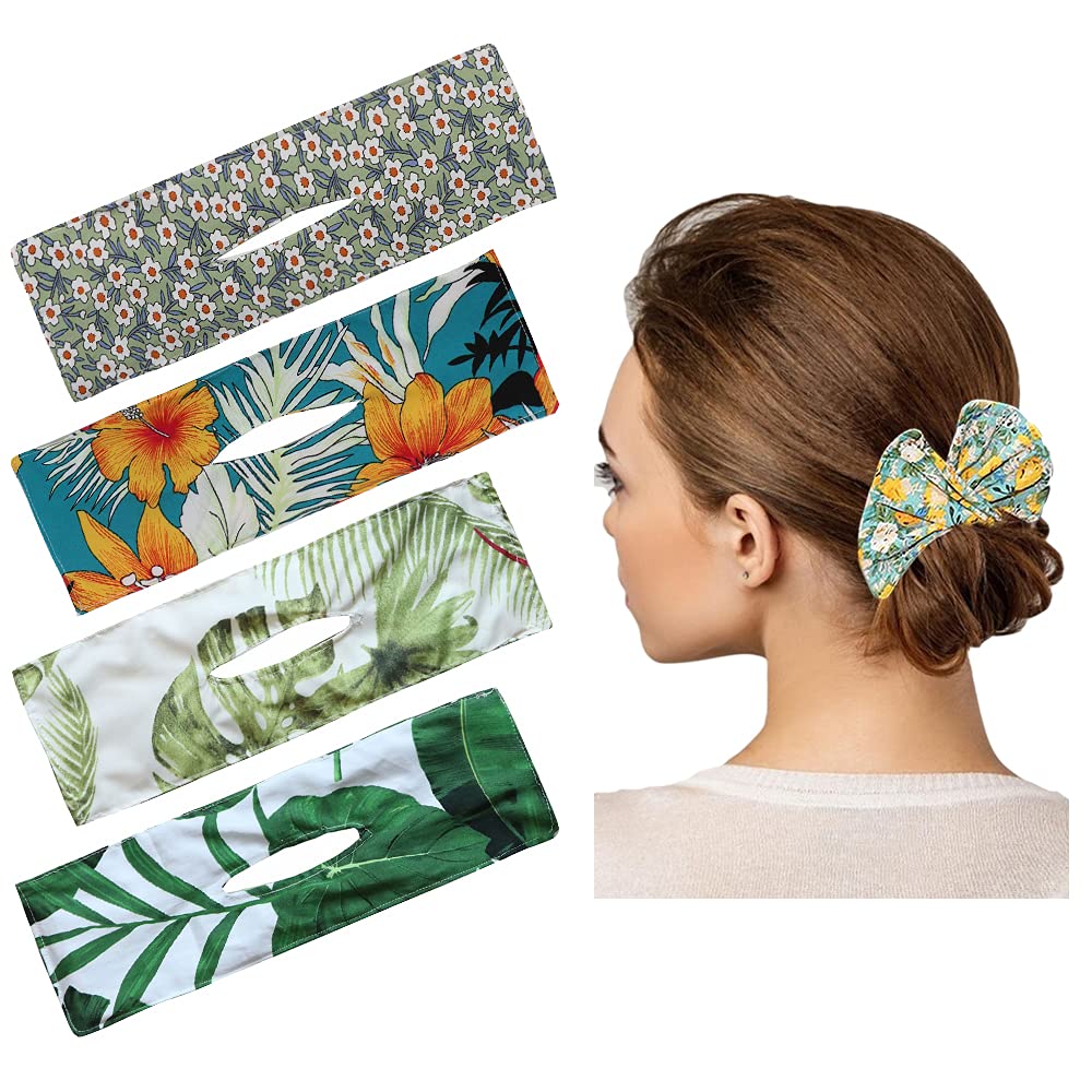 4Pcs Magic Donut Hair Bun Maker for Women - Green Hair Donut for French Twist, Updo & Ponytail - Perfect for Daily Styling, Parties & Weddings