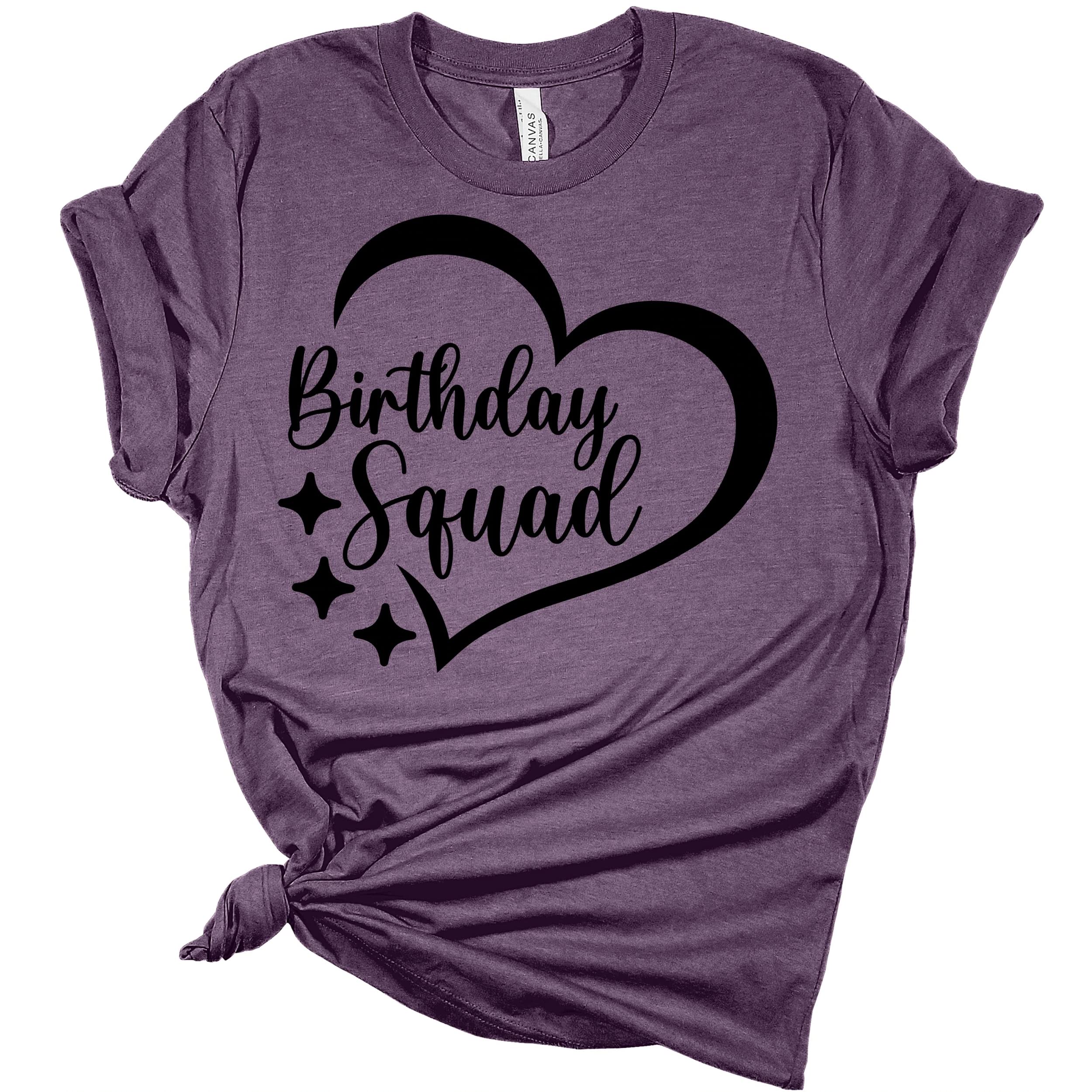 Birthday Squad Heart Graphic Print Women's Birthday Girl T-Shirt - Perfect for Birthday Parties, Girls' Night Out & Celebrations
