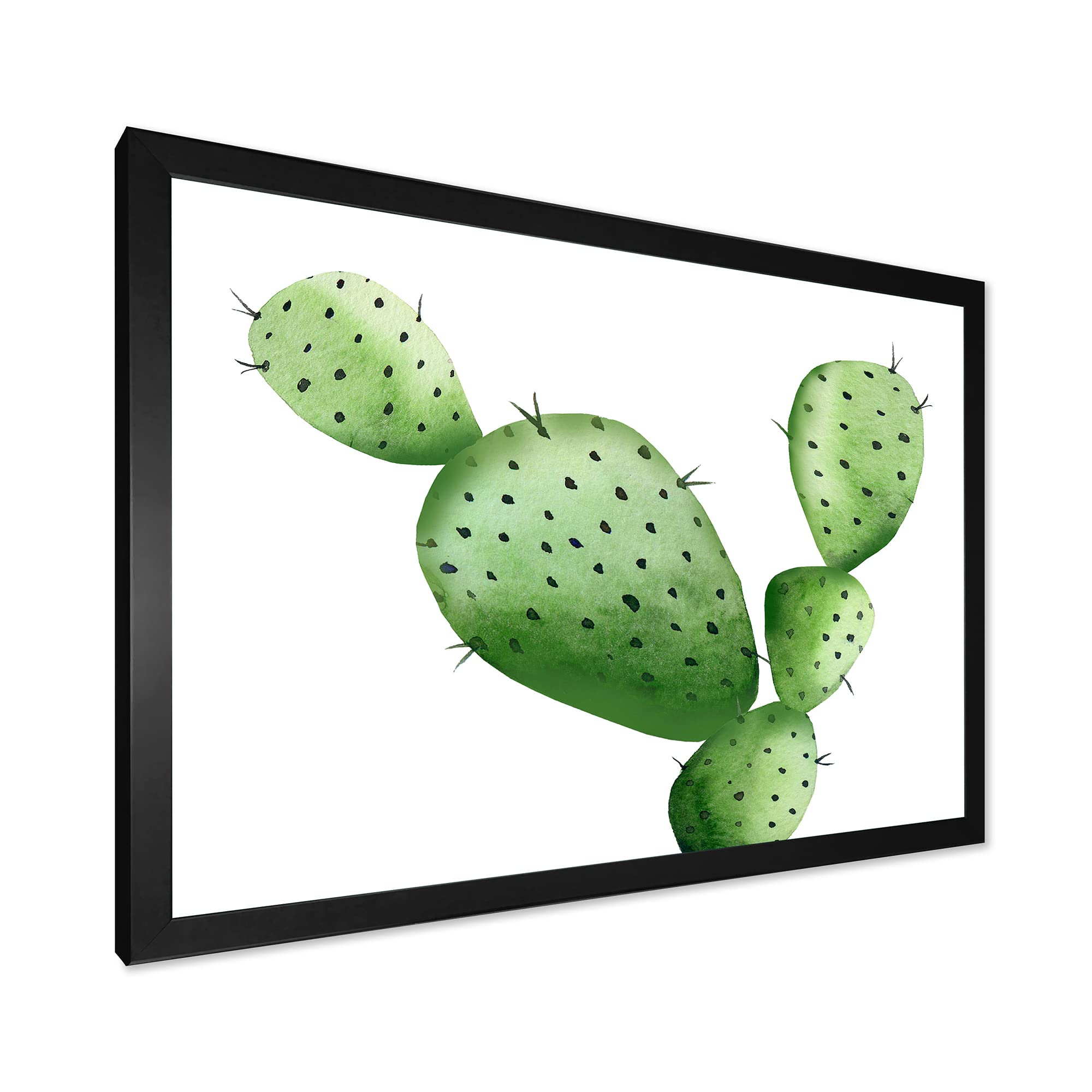 DesignQ Green Southwestern Cactus Tropical Framed Wall Art - Desert Inspired Home Decor for Living Room, Bedroom & Office | Ready to Hang Canvas Print