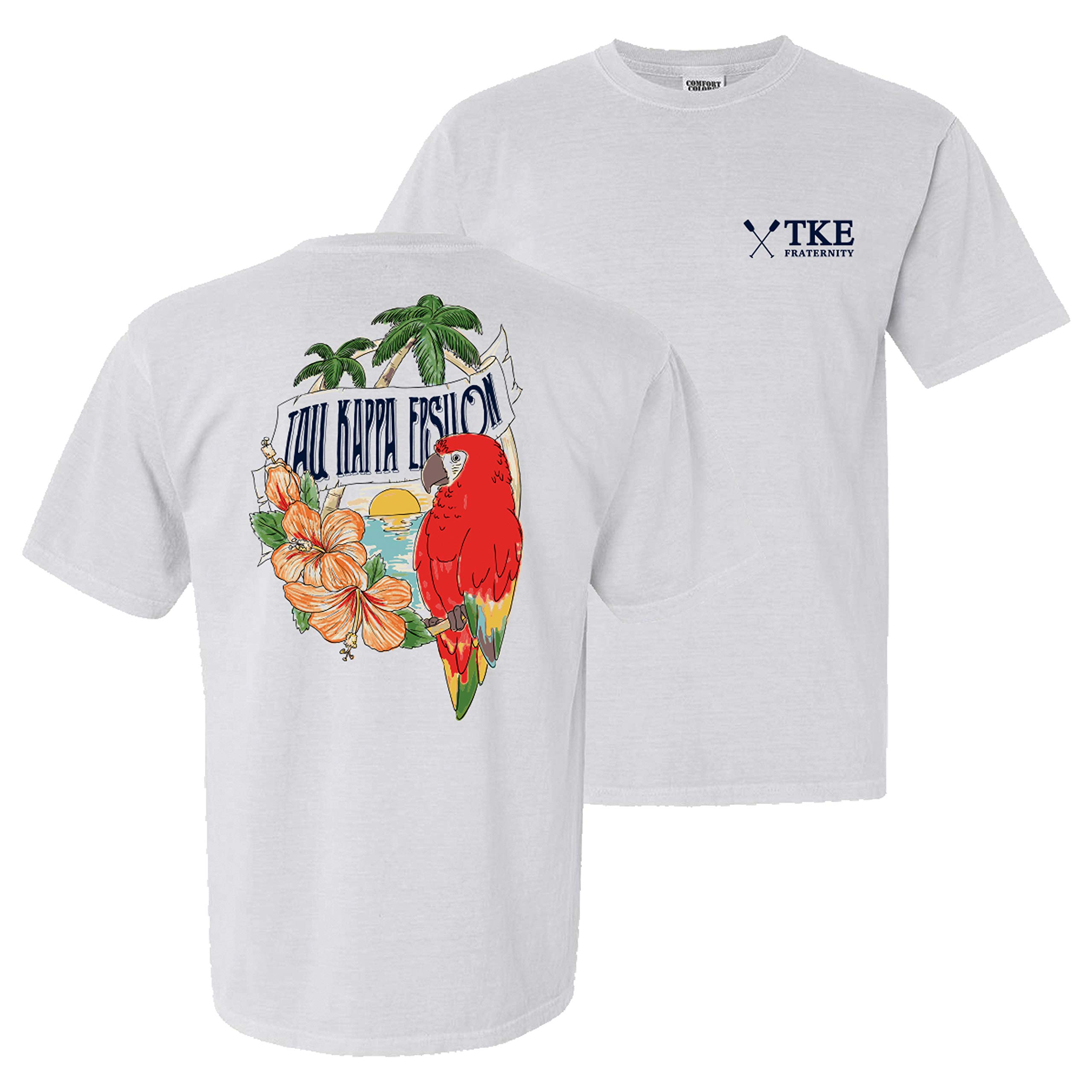 Tau Kappa Epsilon Fraternity T-Shirt | Comfort Colors Tropical Print Greek Letter Tee | Perfect for College Events, Beach Parties & Summer Outings