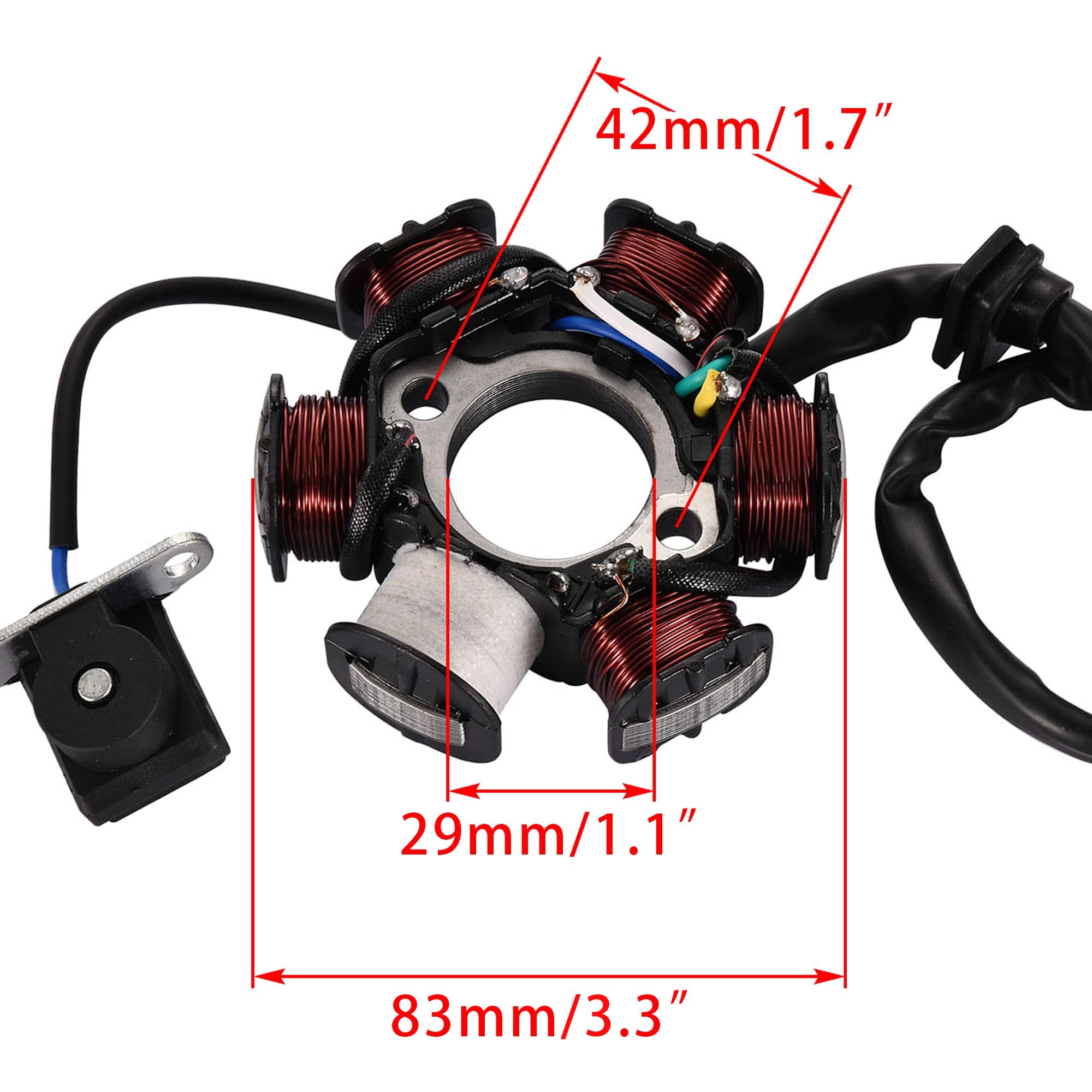 WOOSTAR 6 Coil 5 Wire Ignition Stator Magneto Replacement for GY6 50cc-125cc Scooters, Mopeds, Go Karts, ATVs & Dirt Bikes - Compatible with TaoTao, 4 Wheelers & Pit Bikes - Perfect for Engine Repair & Performance Upgrades