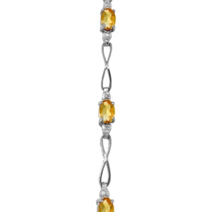 1.16 Carat 14K Solid White Gold Tennis Bracelet with Natural Citrine and Diamond Accents - Elegant Jewelry for Women, Perfect for Weddings, Parties & Special Occasions
