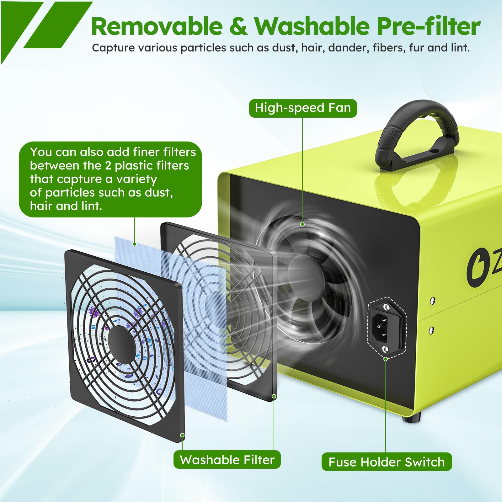 Dual Ozone Plate 25g/50g Odor Eliminator Machine - Industrial & Home Air Purifier with Ionizer for Large Spaces | Eliminates Smoke, Pet Odors & Mold in Basements, Offices & Restaurants