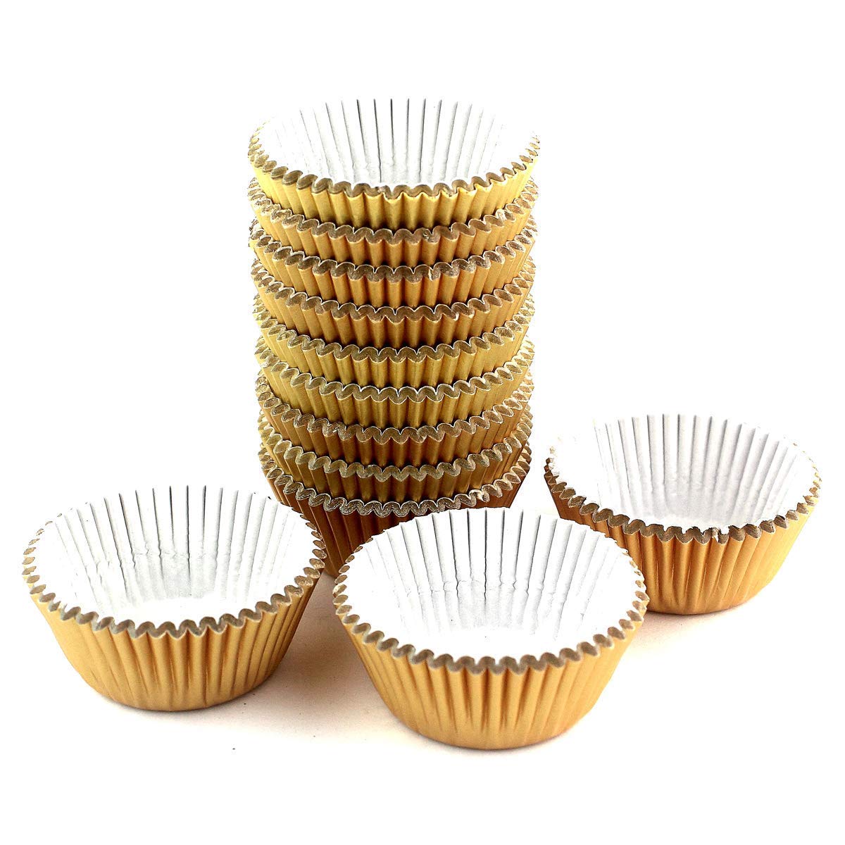 Eoonfirst Mini Gold Foil Cupcake Liners - 300 Pack Christmas Baking Cups for Muffins, Cupcakes & Desserts - Perfect for Holiday Parties, Baking Gifts & Home Decor