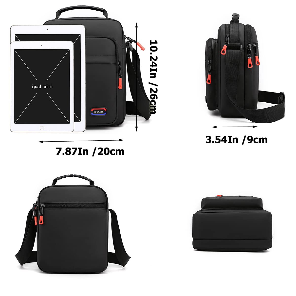 Men's Canvas Shoulder Bag - Small Crossbody Messenger Bag with Multiple Pockets for Phone, Wallet & Essentials | Durable Casual Handbag for School, Work, Travel & Hiking | Perfect Everyday Carry Bag (Black)
