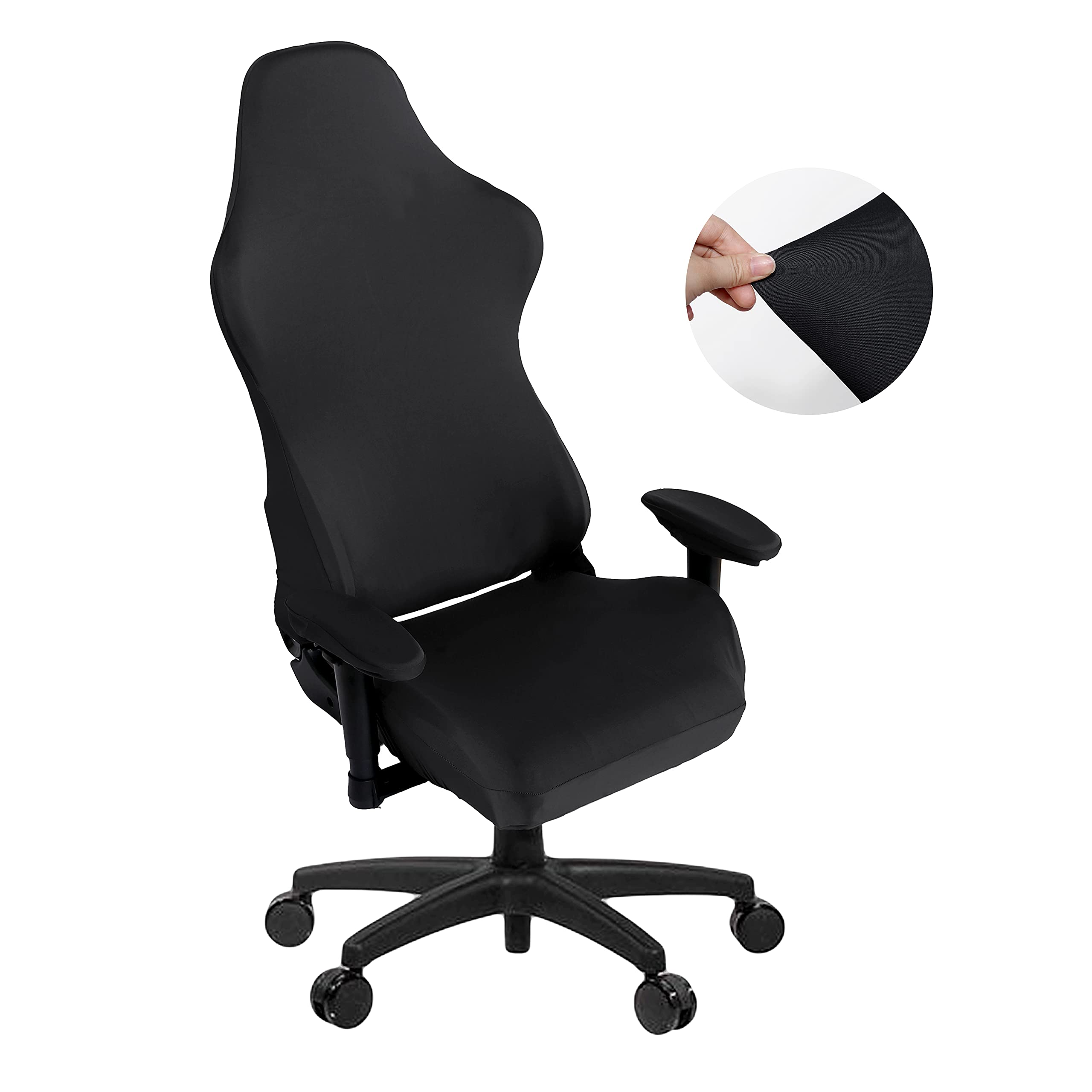 SARAFLORA Stretchable Washable Gaming Chair Cover - Universal Fit for Armchair, Swivel Chair, Office Chair & Computer Boss Chair - Black X-Large - Perfect for Home Office, Gaming Setup & Workspace Comfort