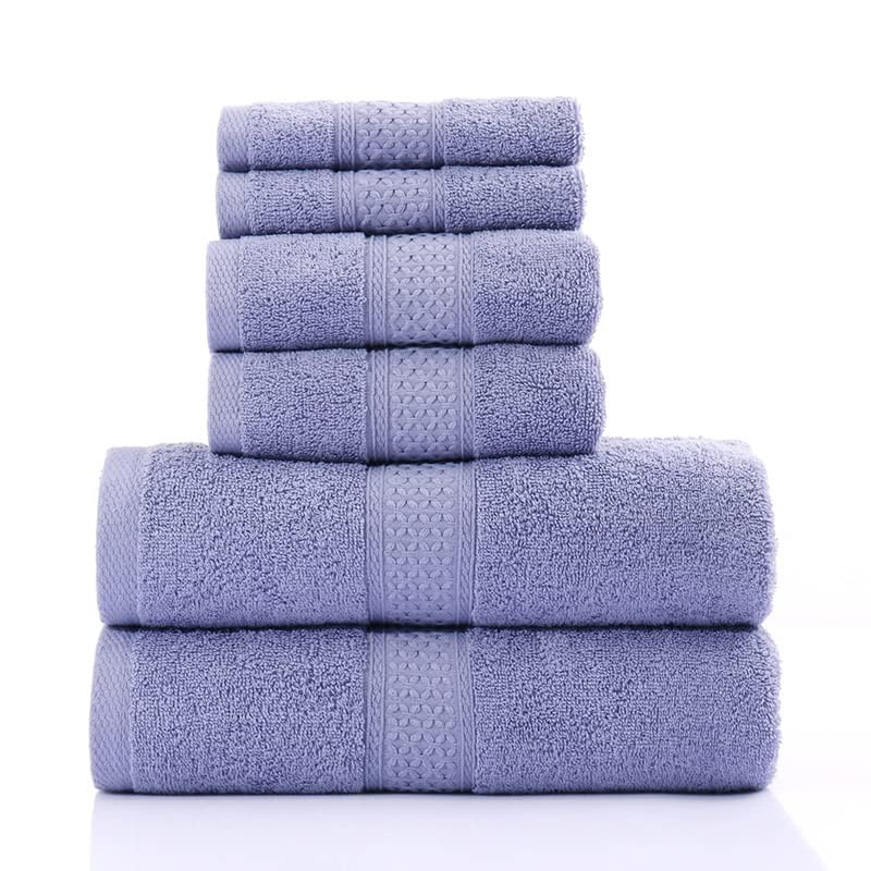 Premium Cotton Bath Towel Set - Ultra Soft & Highly Absorbent Quick-Dry 6-Piece Set (2 Bath Towels, 2 Hand Towels, 2 Washcloths) | Blue | Perfect for Spa, Gym, Beach & Luxury Bathroom Decor