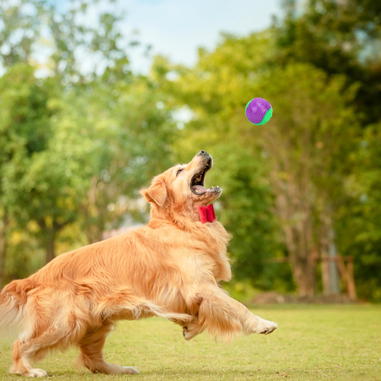 QKURT 3-Pack Durable Squeaky Dog Balls - Indestructible Chew Toys for Medium & Large Dogs - High Bounce Rubber Ball for Teeth Training & Interactive Play - Perfect for Fetch, Training & Outdoor Activities