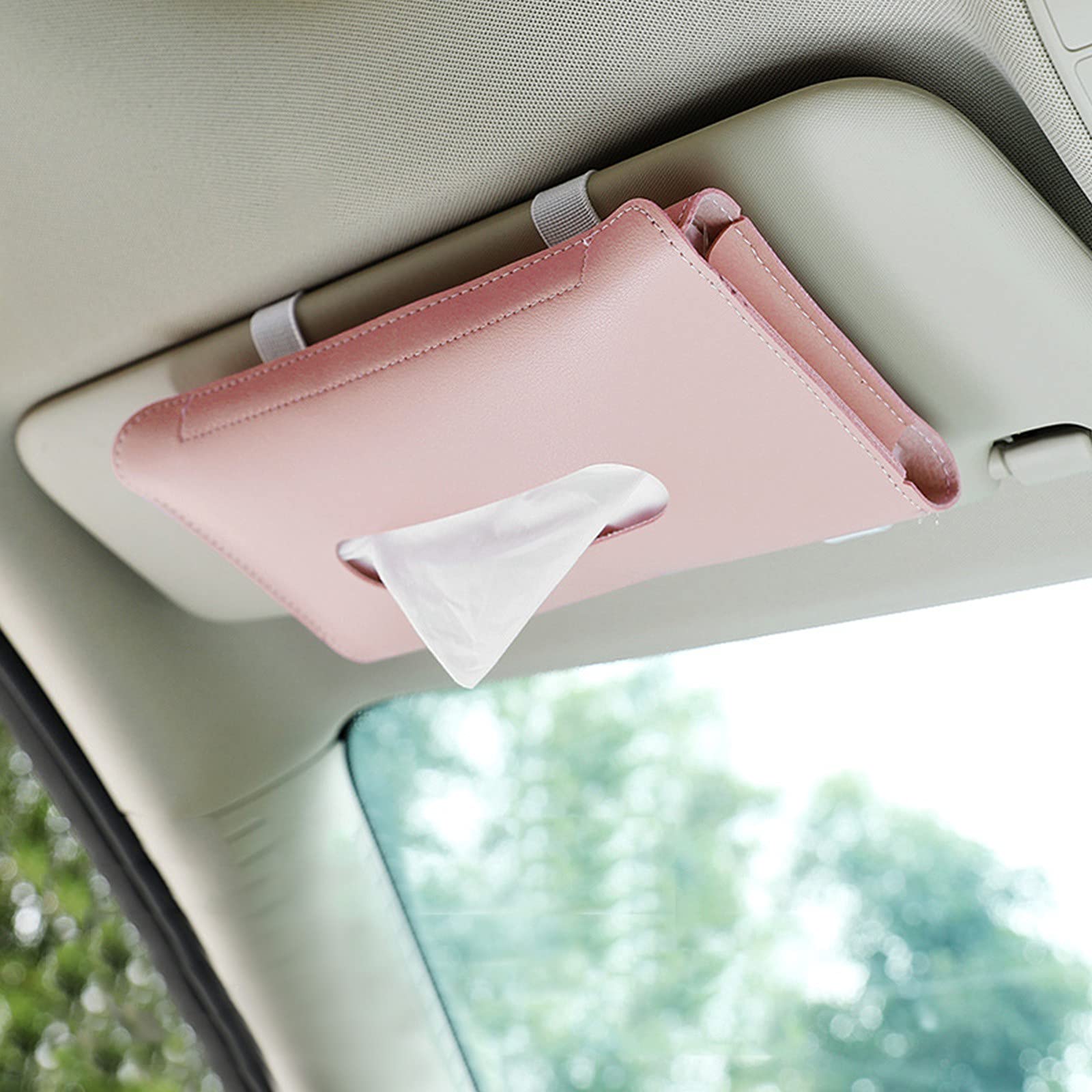 Premium PU Leather Car Visor Tissue Holder - Sun Visor Napkin Box & Organizer for Car Wipes | Essential Car Accessories for Interior Organization | Perfect for Road Trips, Commuting & Family Travel