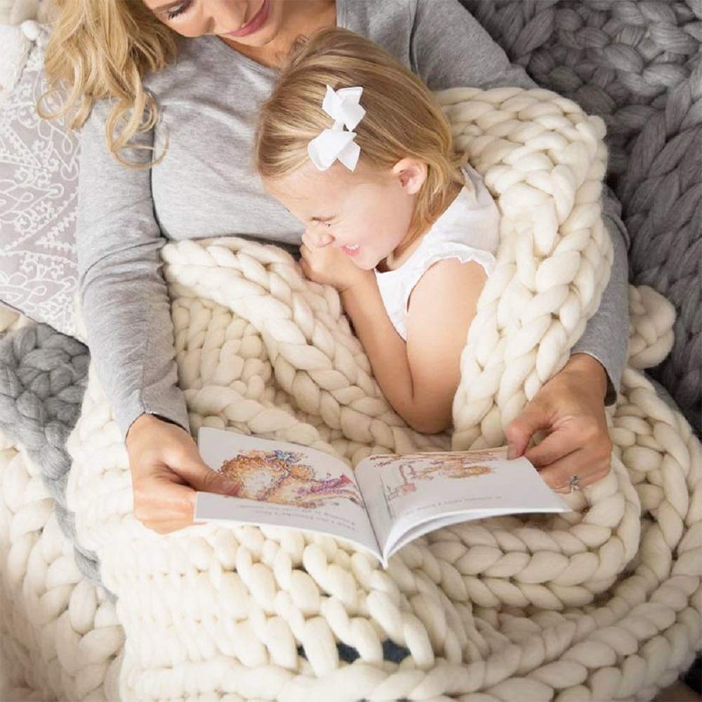 Hand-Woven Chunky Knit Chenille Throw Blanket - Ultra Soft & Warm Oversized Yarn Blanket for Bed, Sofa, Couch - Cozy Home Decor, Pet Bed Cover, Winter Gift Idea - Perfect for Netflix Nights & Cozy Reading