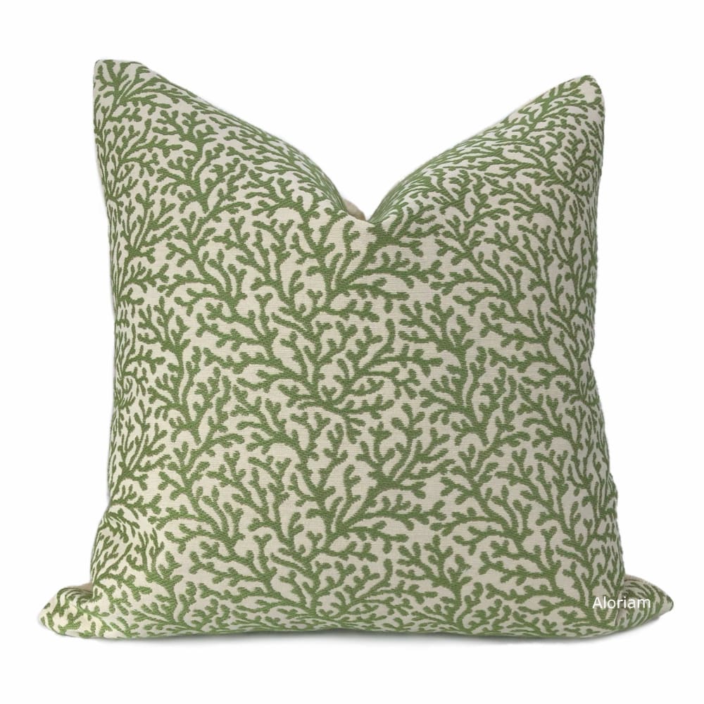 Amherst Green Coral Botanical Pillow Cover - 18x18 Inch Decorative Throw Pillow Case with Zipper Closure - Tropical Leaf Print Home Decor for Living Room, Bedroom, or Outdoor Patio