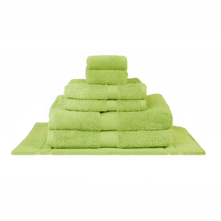 Premium 100% Combed Cotton Bath Towel Set - 7 Piece Soft & Absorbent Lime Green Towels for Spa, Gym, Beach & Luxury Bathroom Decor