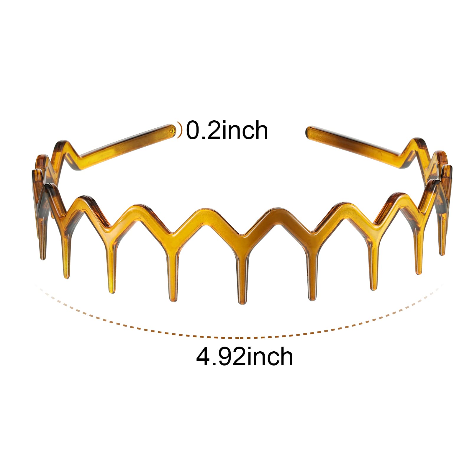 Chuangdi 6-Pack Plastic Shark Tooth Hair Combs - Zigzag Headbands with Wavy Teeth for Women (Black & Brown) | Perfect for 80s Retro Parties, Halloween Costumes & Punk Rock Hairstyles