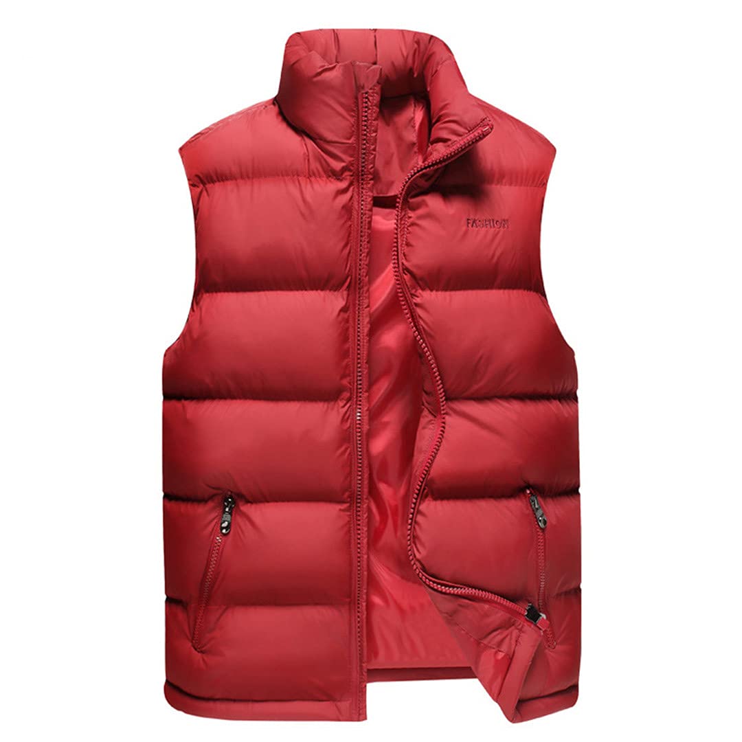 Men's Winter Sleeveless Down Vest - Warm Thick Hooded Puffer Jacket with Zipper for Outdoor Work & Casual Wear | Cold Weather Gear for Men