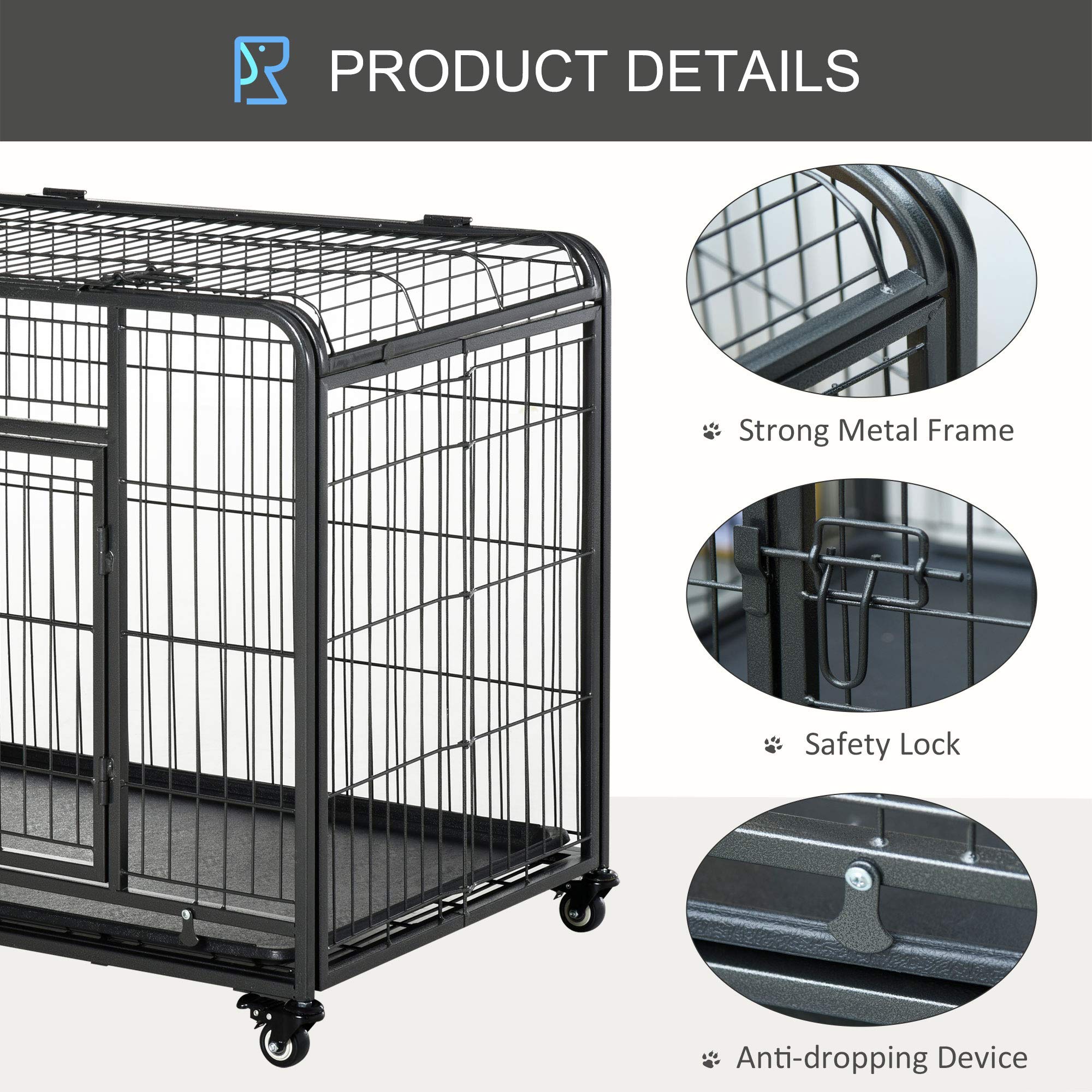**PawHut Heavy Duty Metal Dog Crate - 43