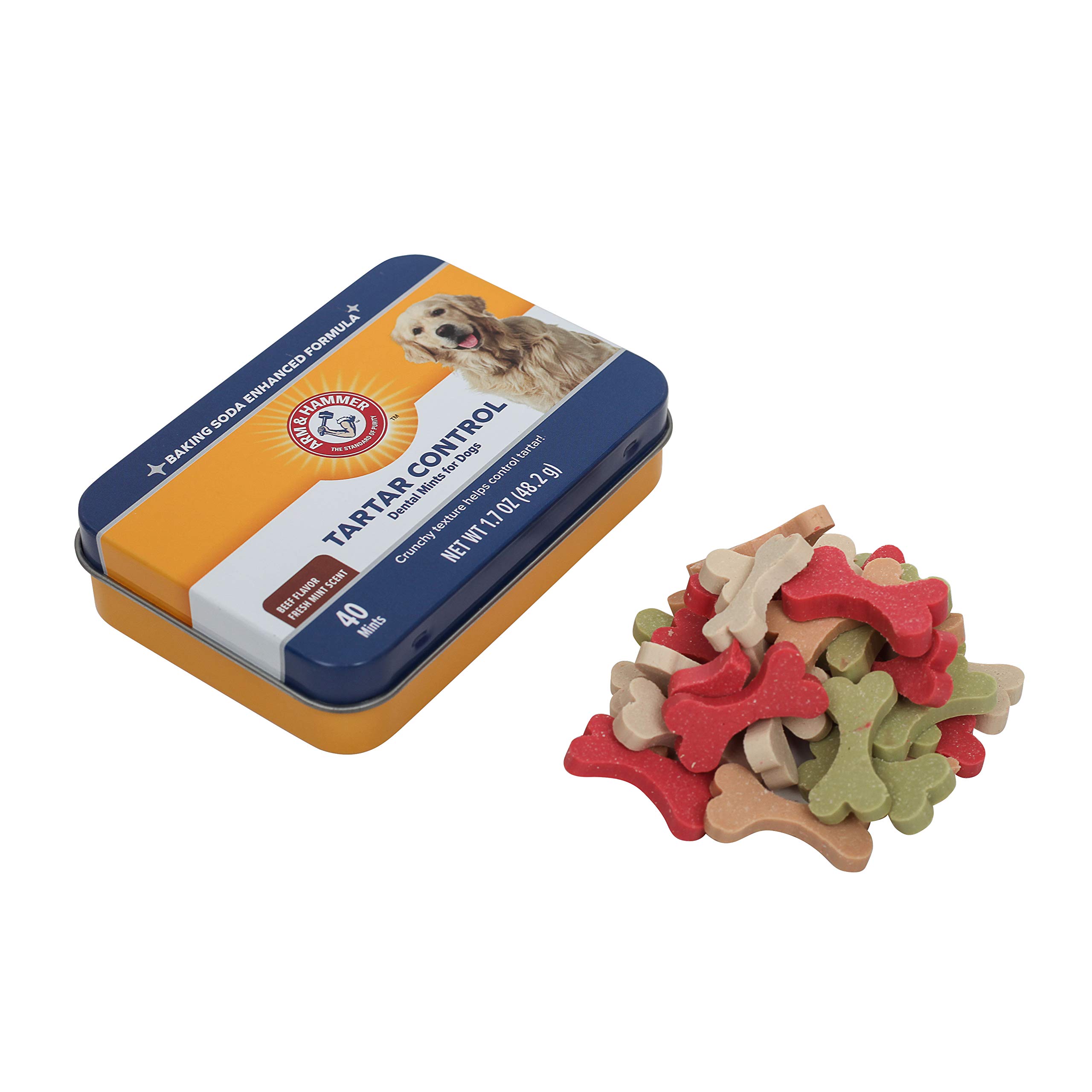 Arm & Hammer for Pets Tartar Control Dental Mints for Dogs - Beef Flavor (60 Count) | Reduces Plaque & Tartar Buildup | Freshens Breath & Supports Oral Health | Perfect for Daily Dental Care & Treat Time