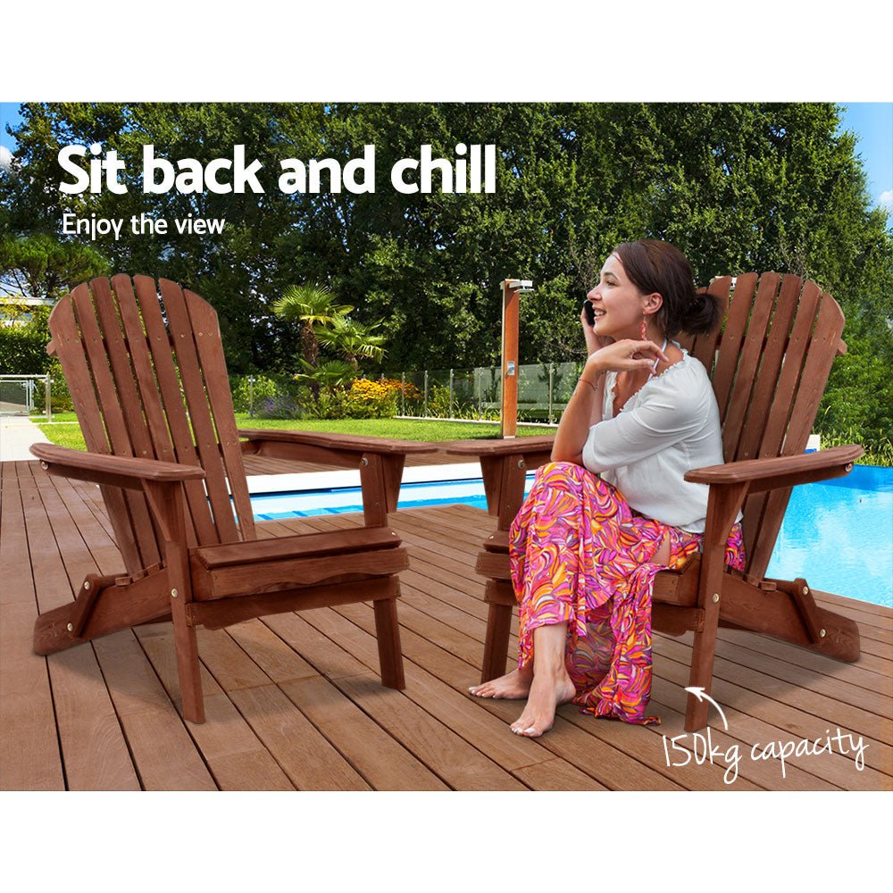 Premium Adirondack Outdoor Chairs - Solid Wood Foldable Patio Furniture for Beach, Garden & Backyard - Comfortable Brown Lounge Chair for Relaxing in Sun