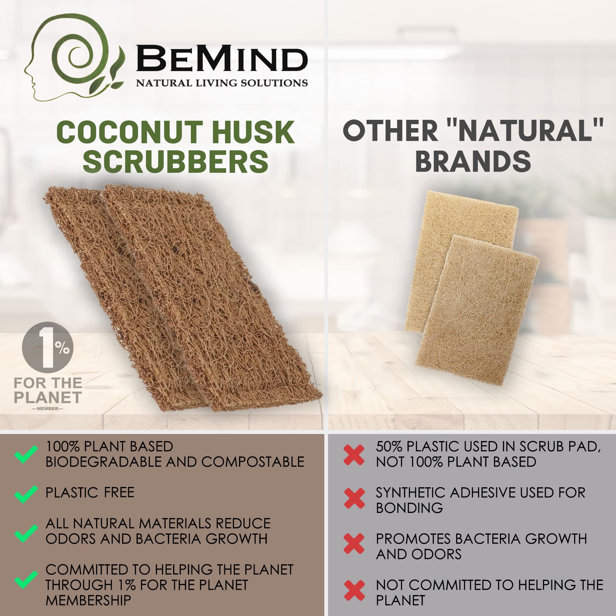 Eco-Friendly Coconut Scrubber Pads - Natural Dish Cleaning for Kitchen